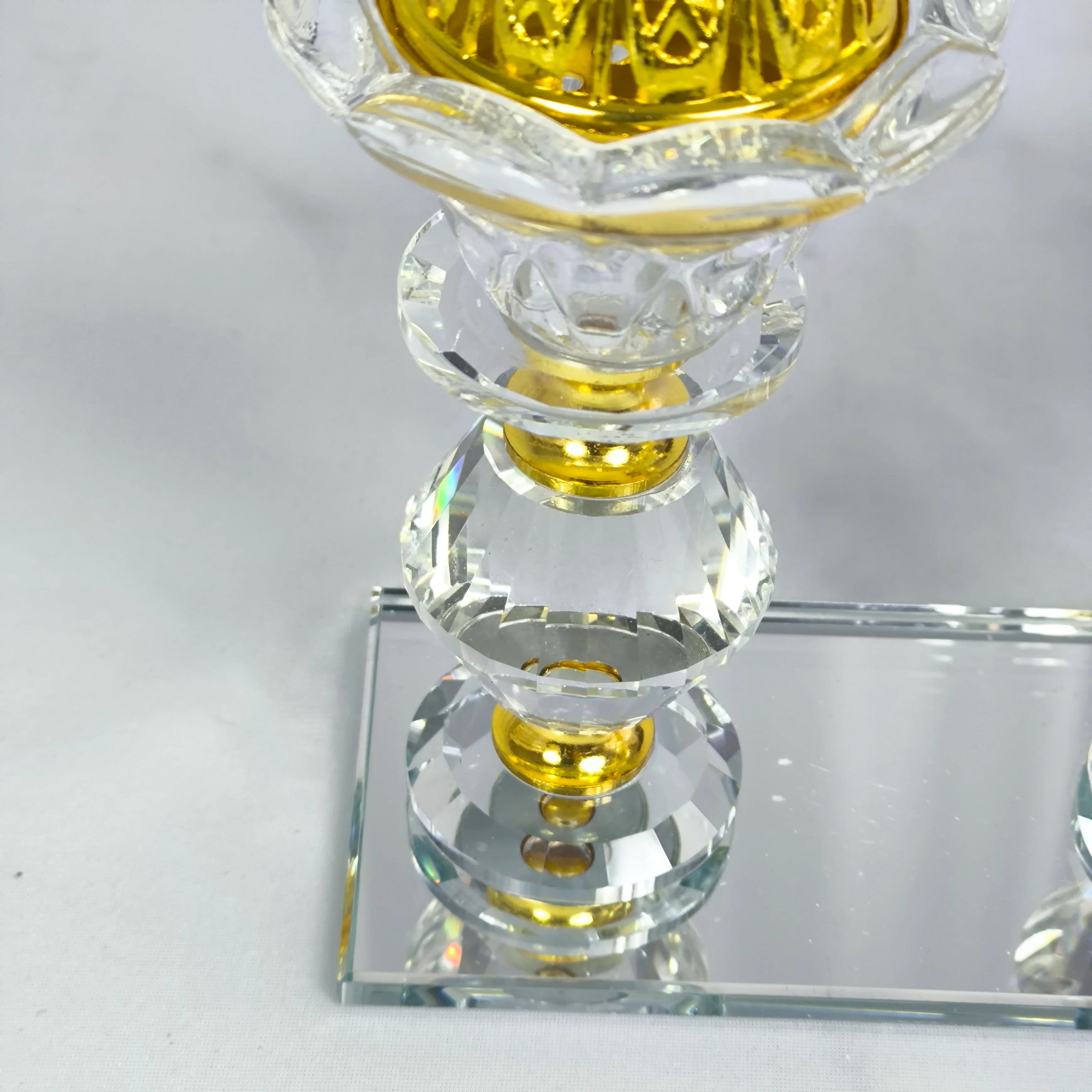 Quemador de Incienso Triple de Cristal con Base de Espejo y Detalles Dorados – Porta Incienso Decorativo Elegante - Image 3