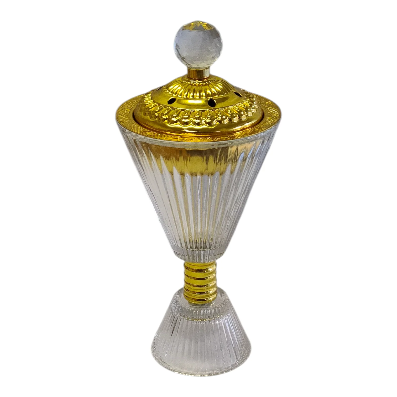 Set Árabe Dorado de Cristal con Base Decorativa — Bandeja de Lujo con Quemador y Frascos - Image 2