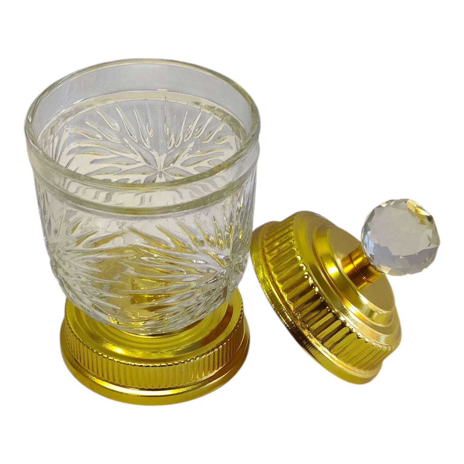 Set Árabe Dorado de Cristal con Base Decorativa — Bandeja de Lujo con Quemador y Frascos - Image 5