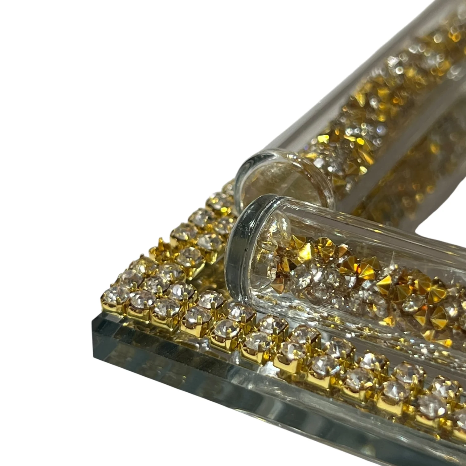 Bandeja Espejo Dorada con Asas de Cristal – 40x28 cm de Pura Elegancia - Image 3