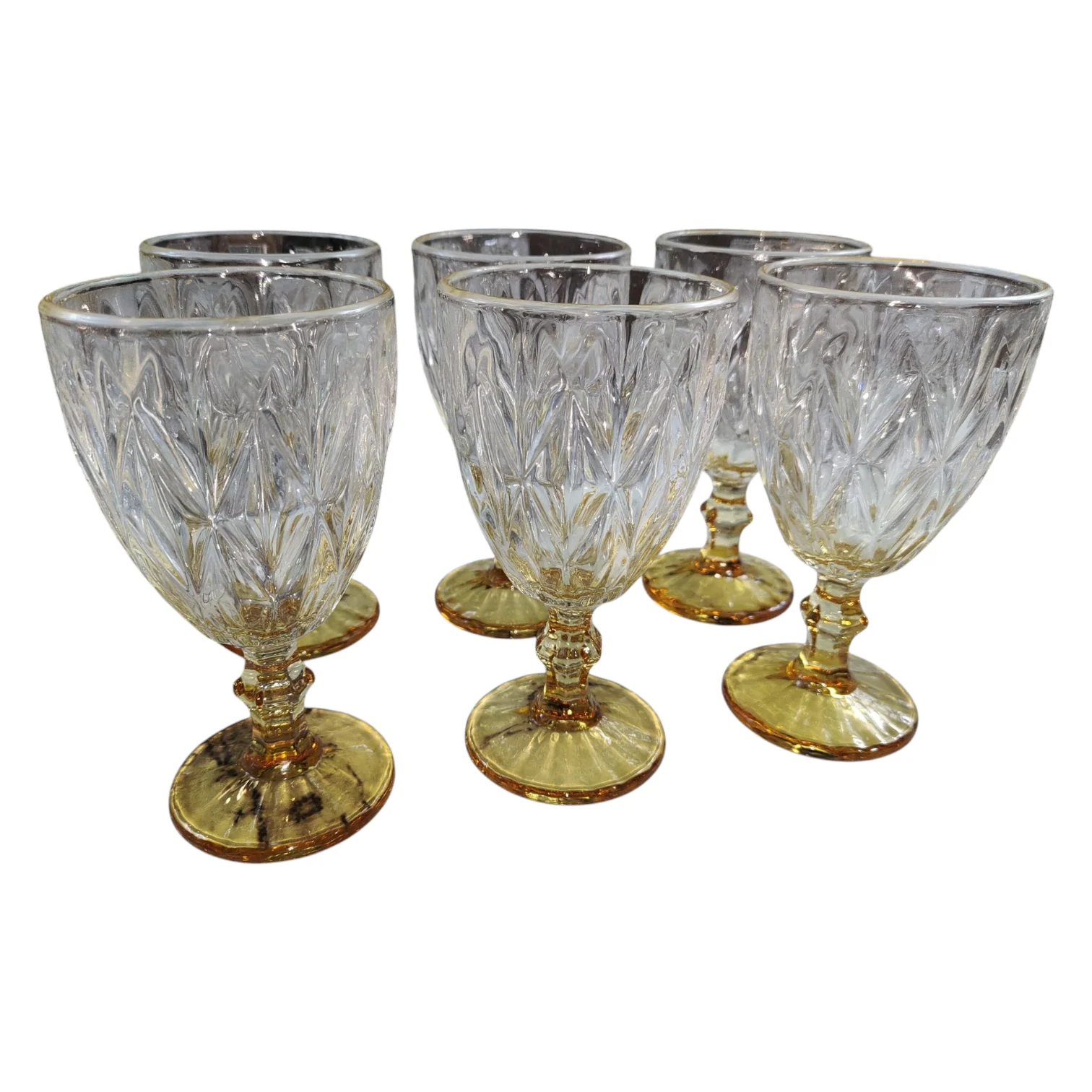 Set de 6 Copas de Cristal Tallado con Pie Dorado – 330 ml - Image 2