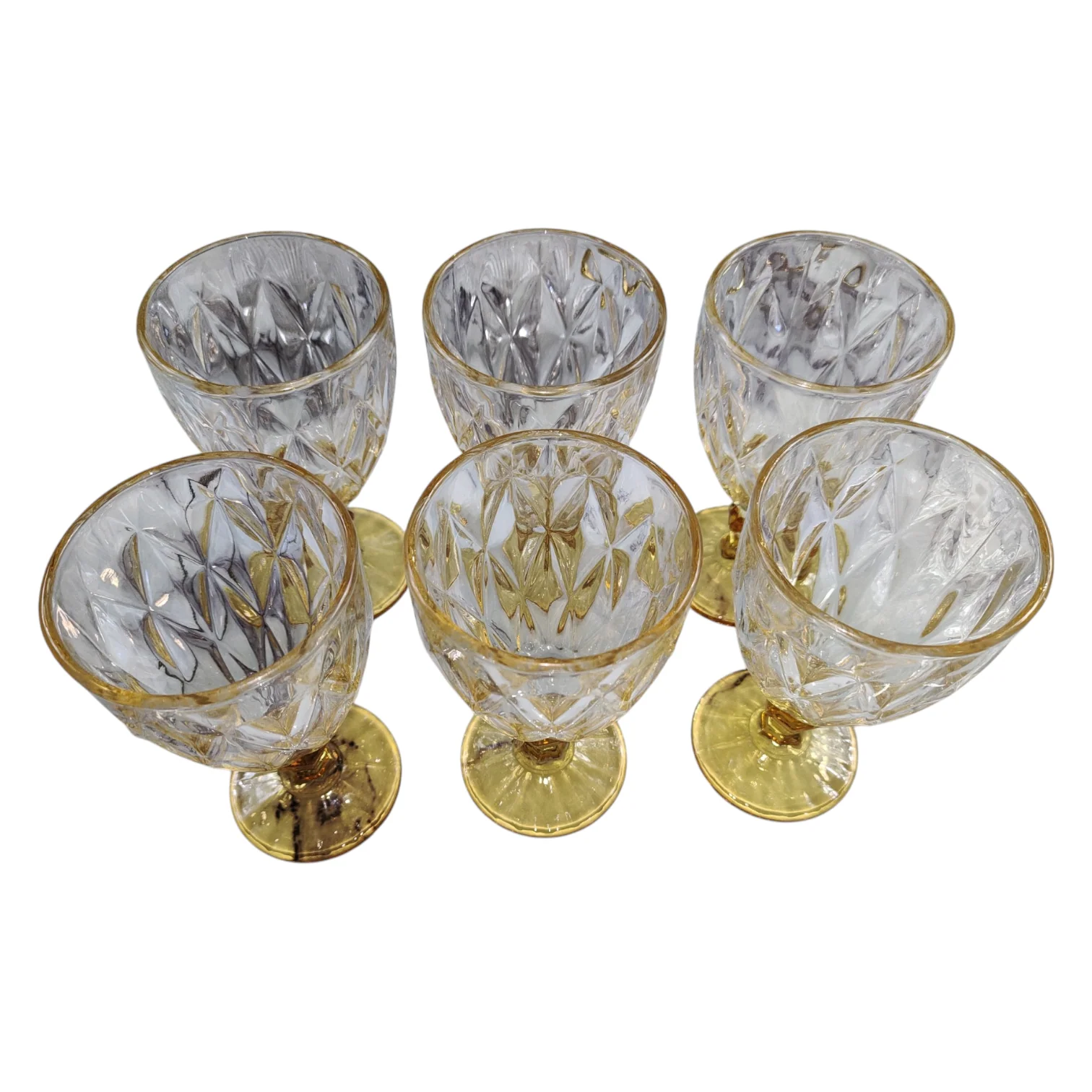Set de 6 Copas de Cristal Tallado con Pie Dorado – 330 ml - Image 5