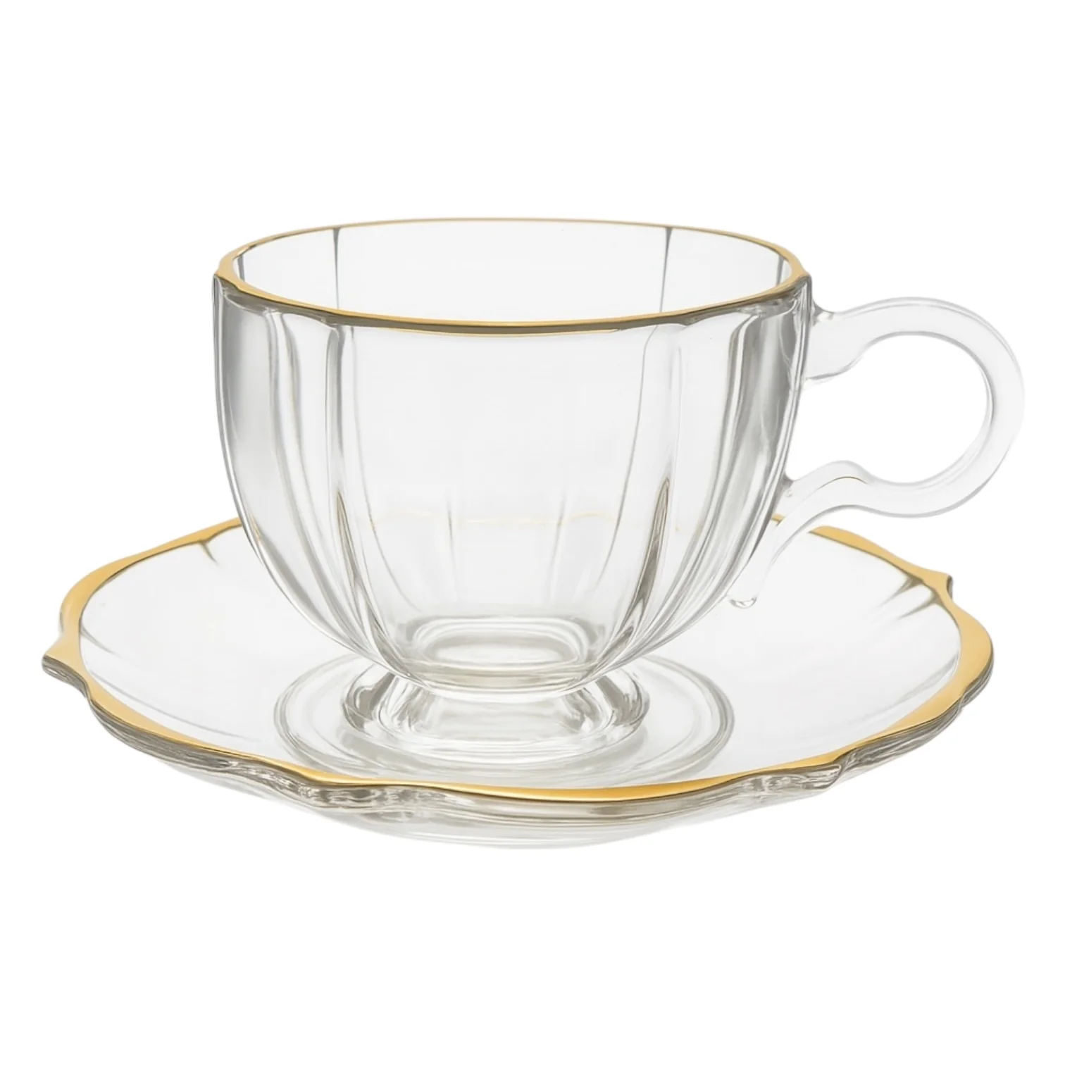 Set de 6 Tazas de Cristal con Platillos – 150mL- Diseño Clásico y Elegante - Image 2