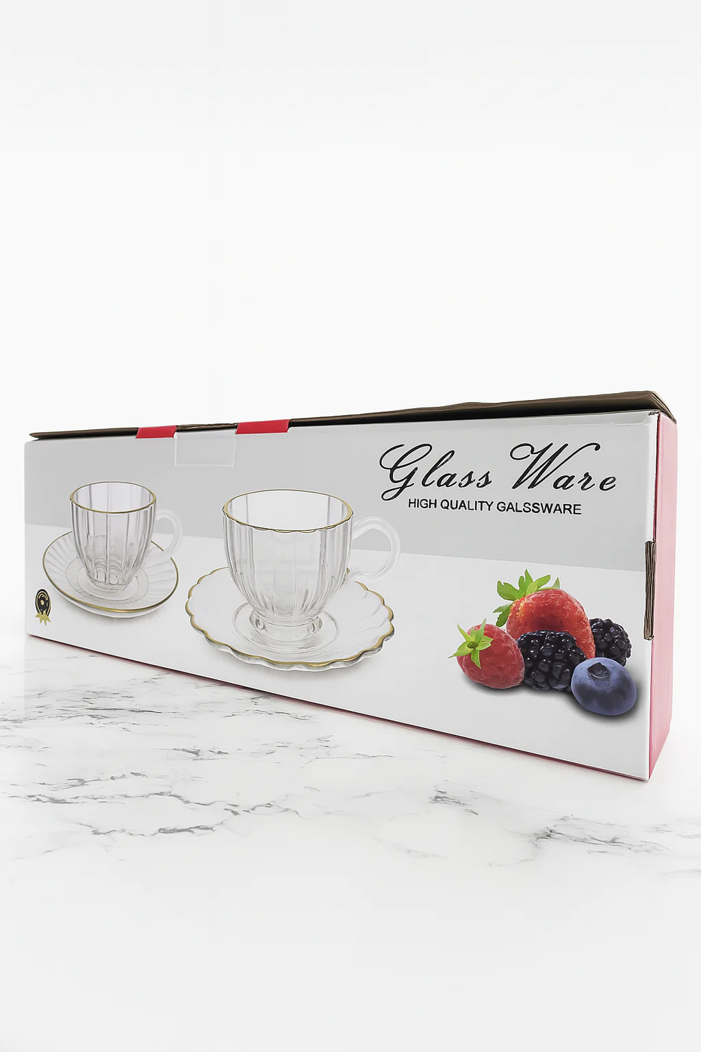 Set de 6 Tazas de Cristal con Platillos – Diseño Clásico y Elegante - Image 4