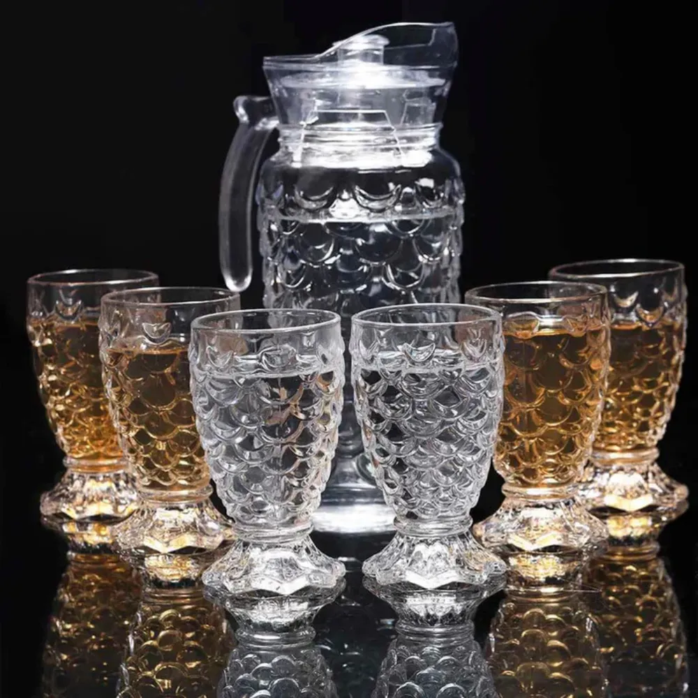Set de Cristalería – Jarra y 6 Vasos de Cristal Texturizado (7 Piezas) - Image 4
