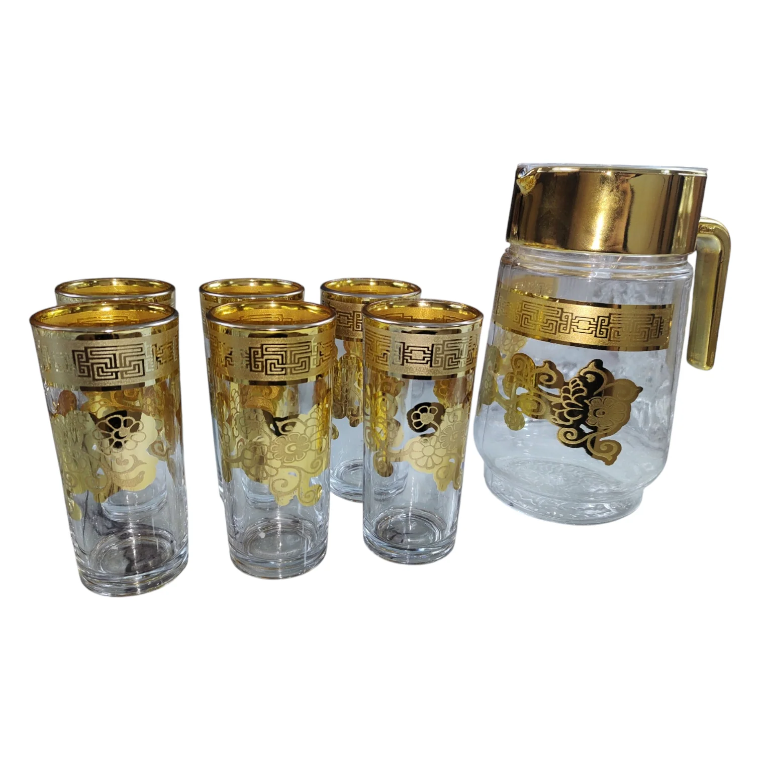 Set de Jarra + 6 Vasos con Detalles Dorados - Image 3