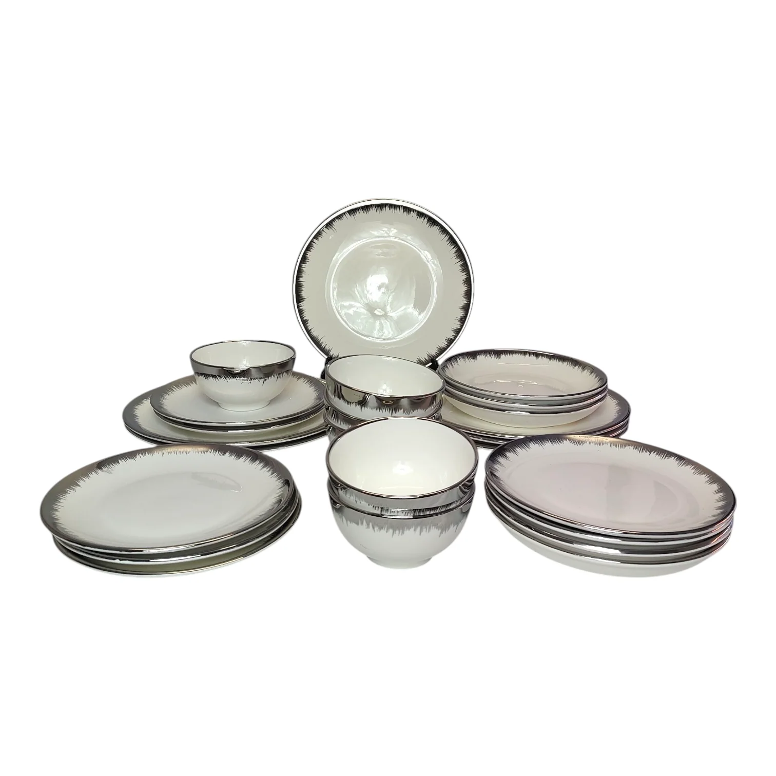 ✨ Set de Vajilla de 24 Piezas con Borde Plateado ✨ - Image 2
