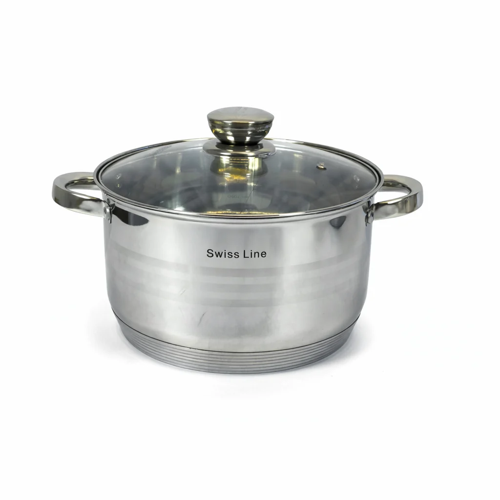 Batería de Cocina Swiss Line de Acero Inoxidable con Tapas de Vidrio – 12 PIEZAS-Set Completo de Ollas y Sartenes - Image 2