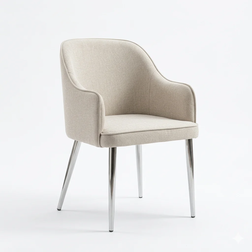 ✨ Silla MODELO NALA tapizada beige con patas cromadas – Diseño moderno, confort y elegancia ✨