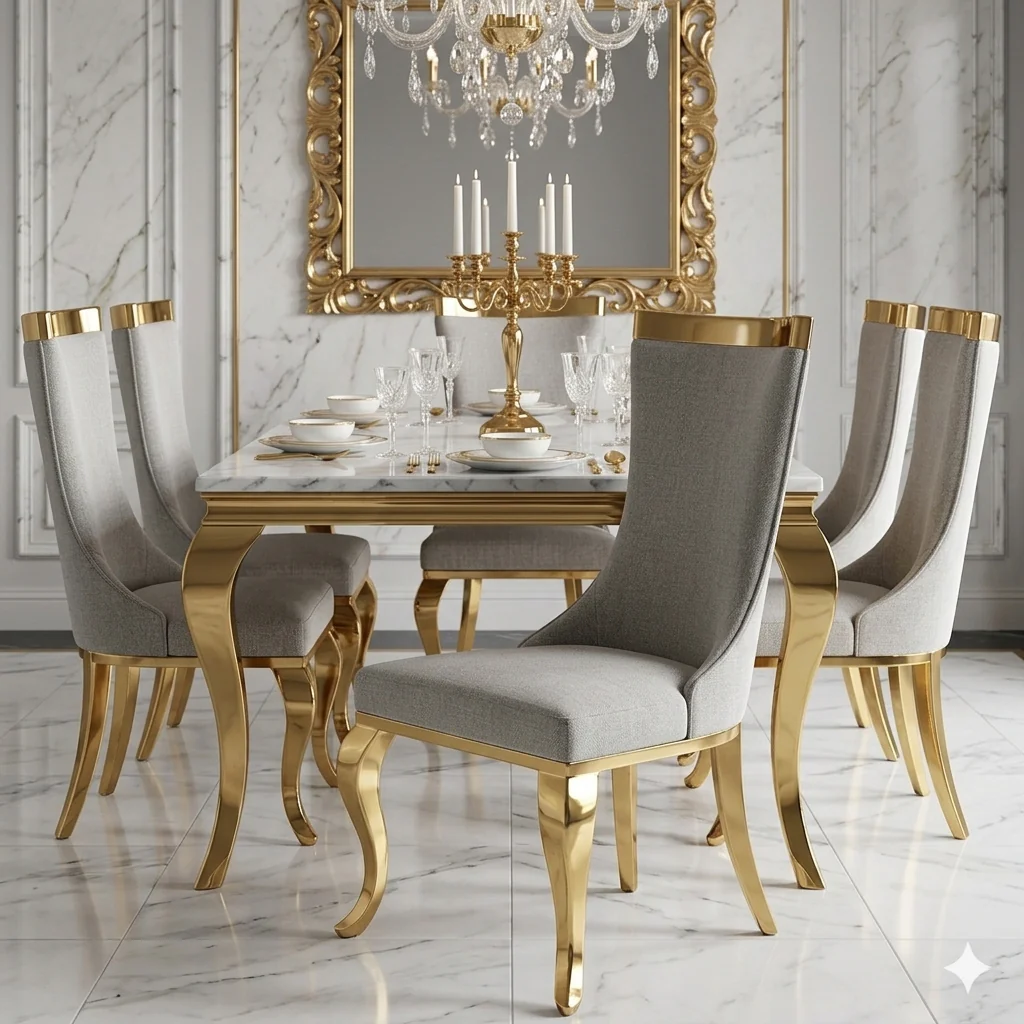 ✨ Silla MODELO NEFERTARI tapizada beige con acabado dorado – Elegancia moderna para tu hogar ✨ - Image 6