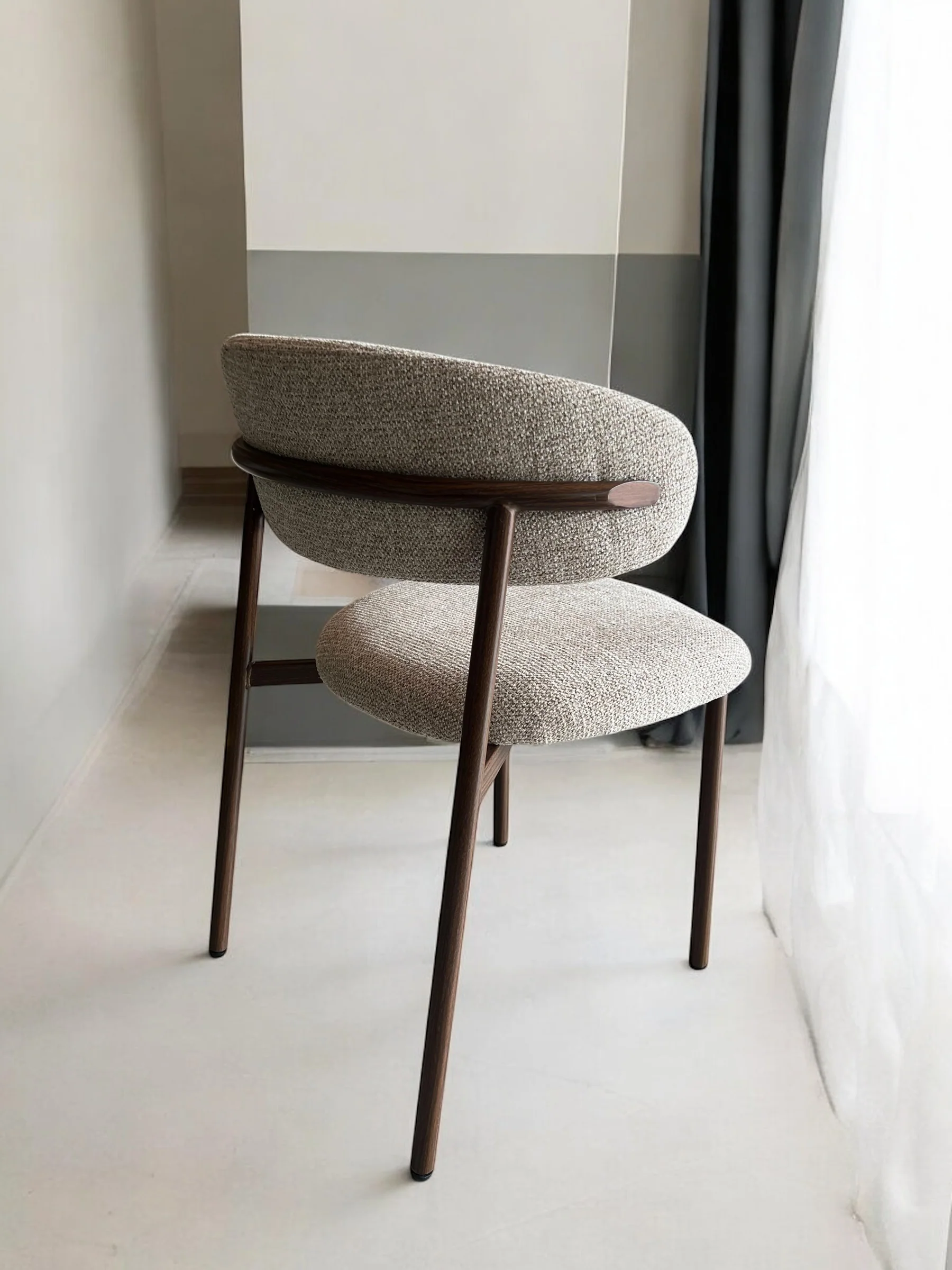 Silla madera DT-KC005 Tela Mocha Marrón Patas Madera Lapacho