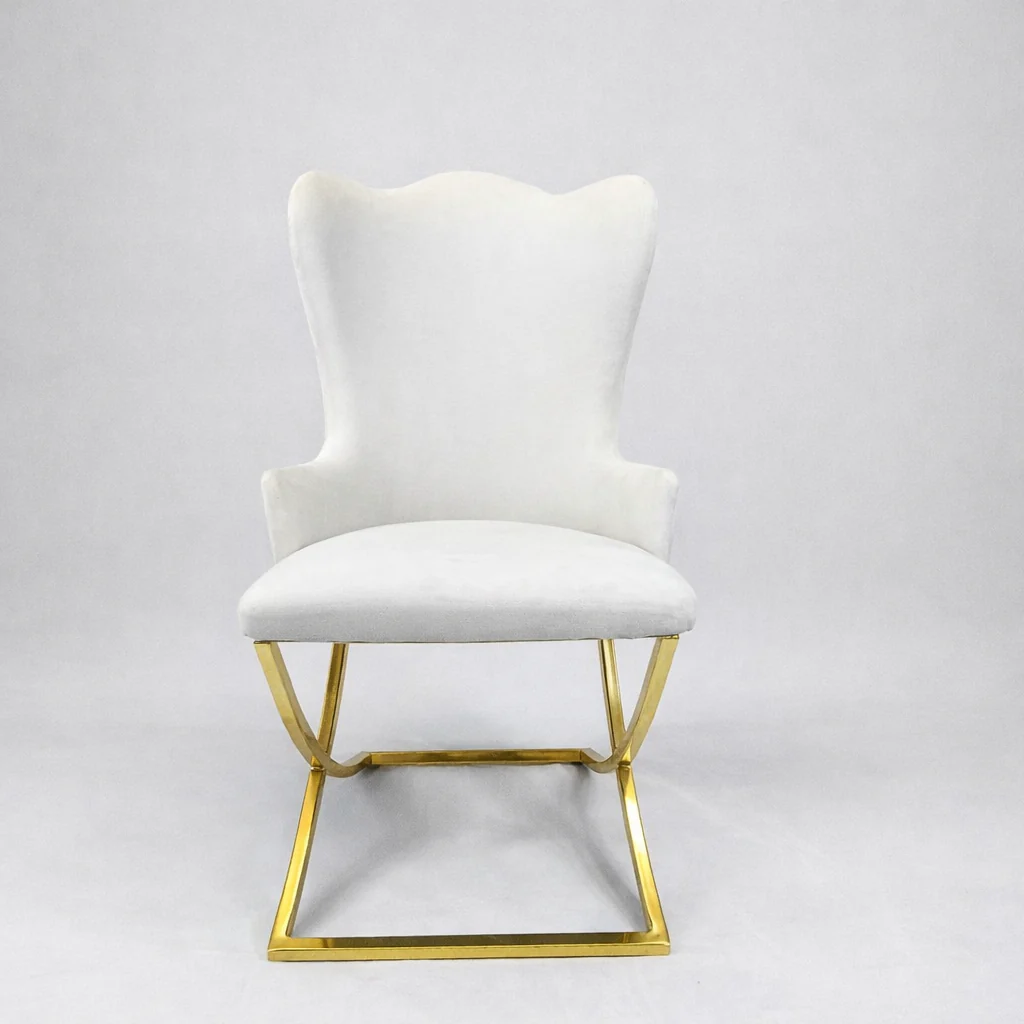 Silla terciopelo BELINDAV01 color beig claro, patas de metal dorado - Image 5