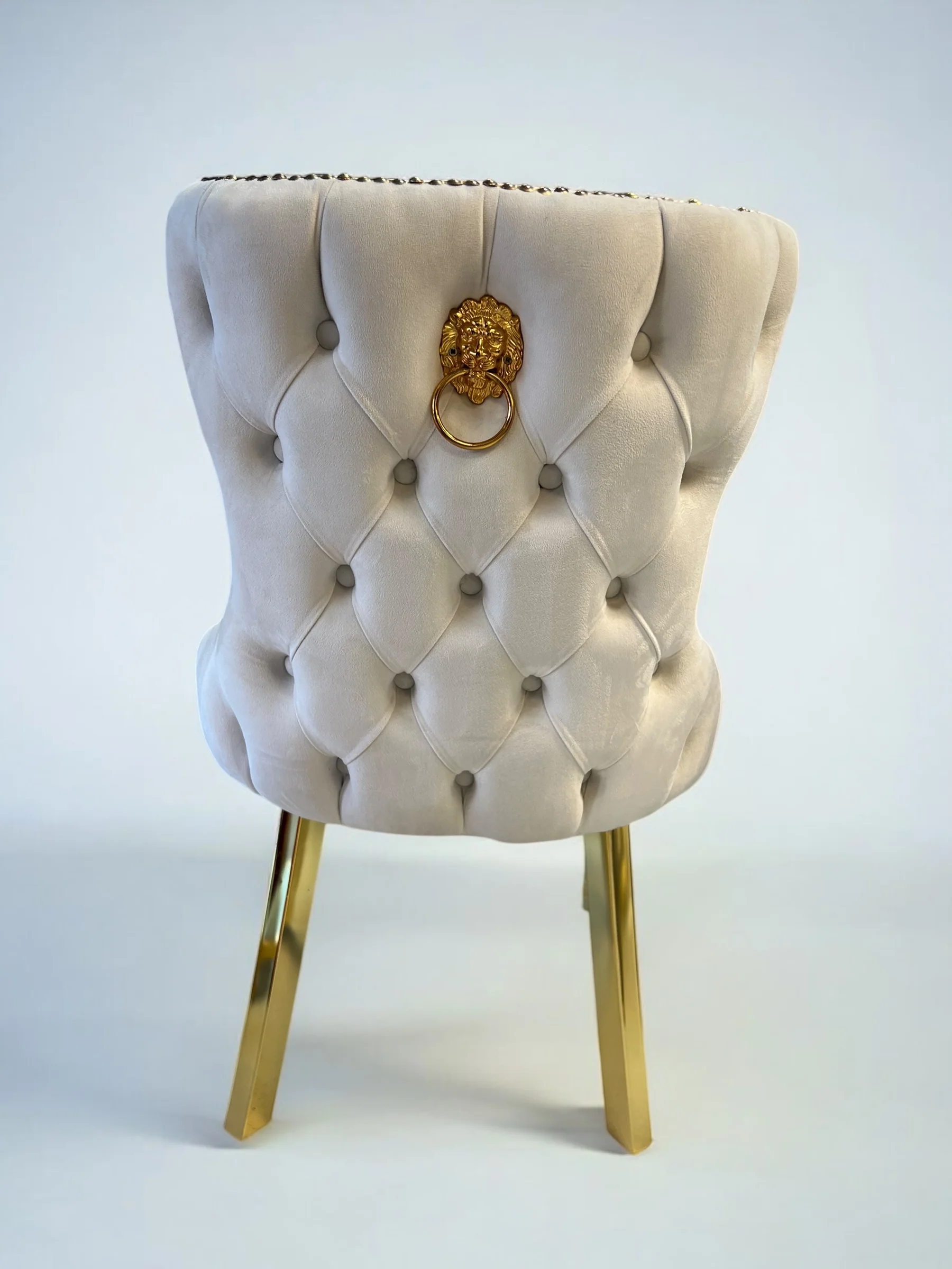 Silla terciopelo LONDRASCHAIRV01 para beig claro, patas de metal dorado - Image 2
