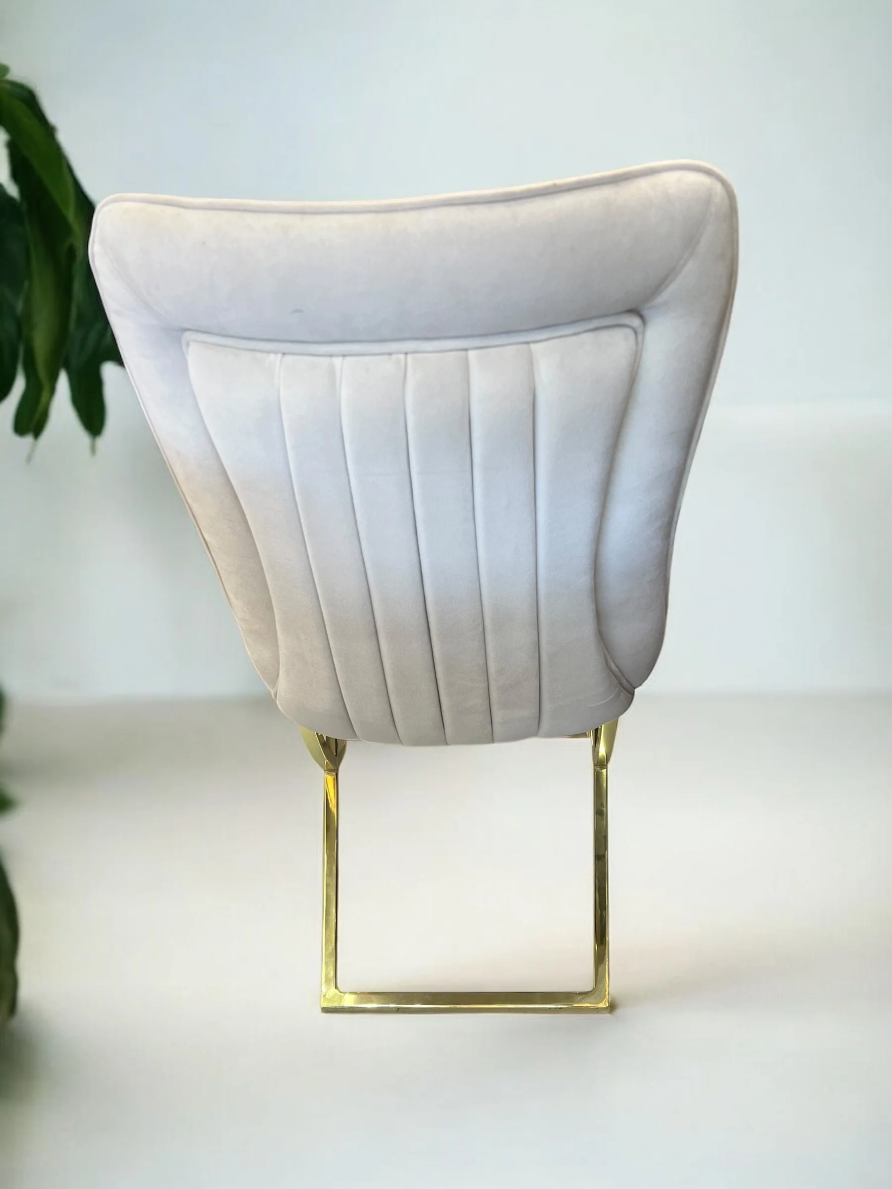 Silla terciopelo MADRID LUNA01 para comedor beig clarito, pata acero inoxidable dorado - Image 3