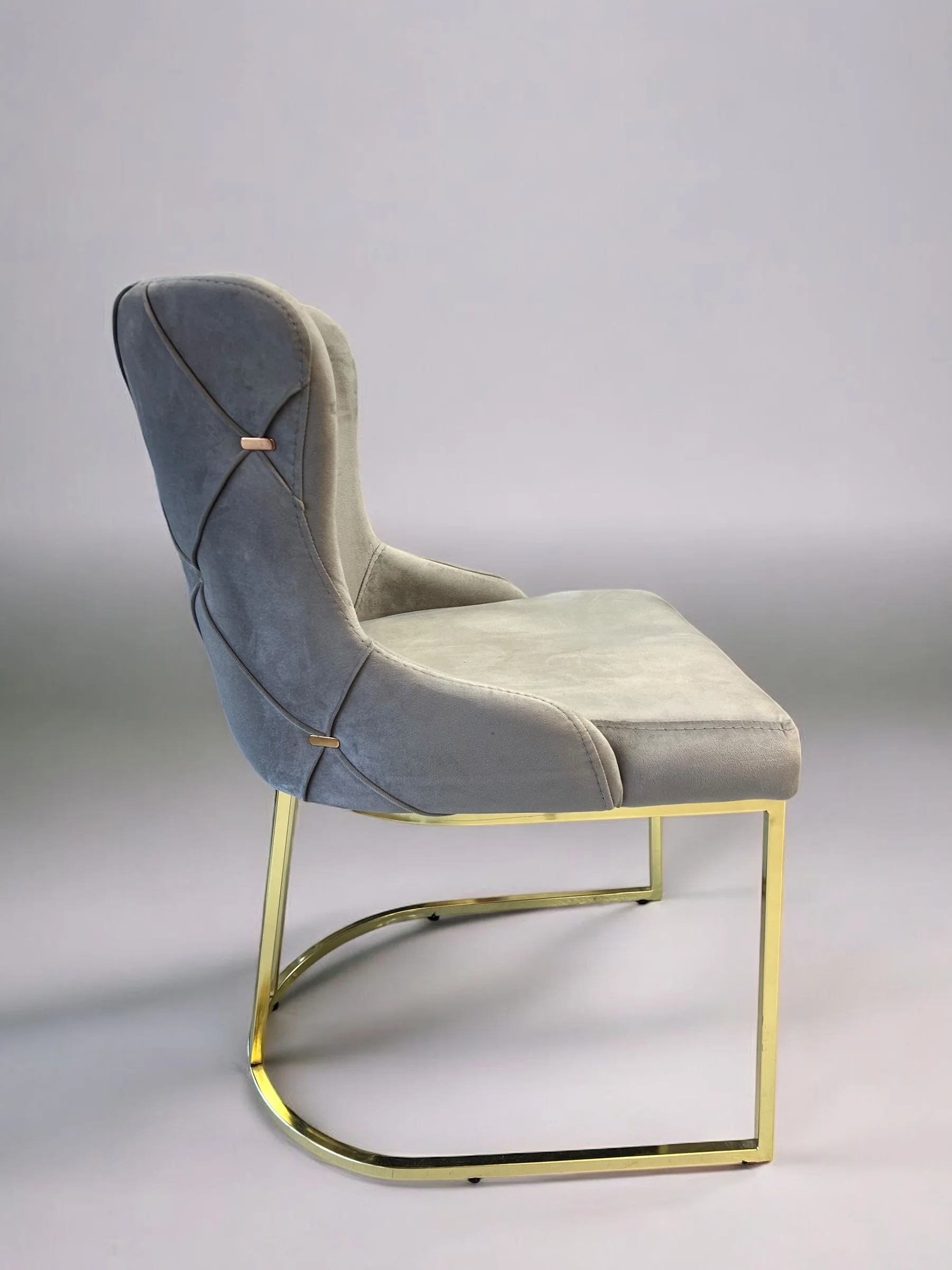 Silla terciopelo modelo RIMINI04 color dorado, patas de metal dorado - Image 2