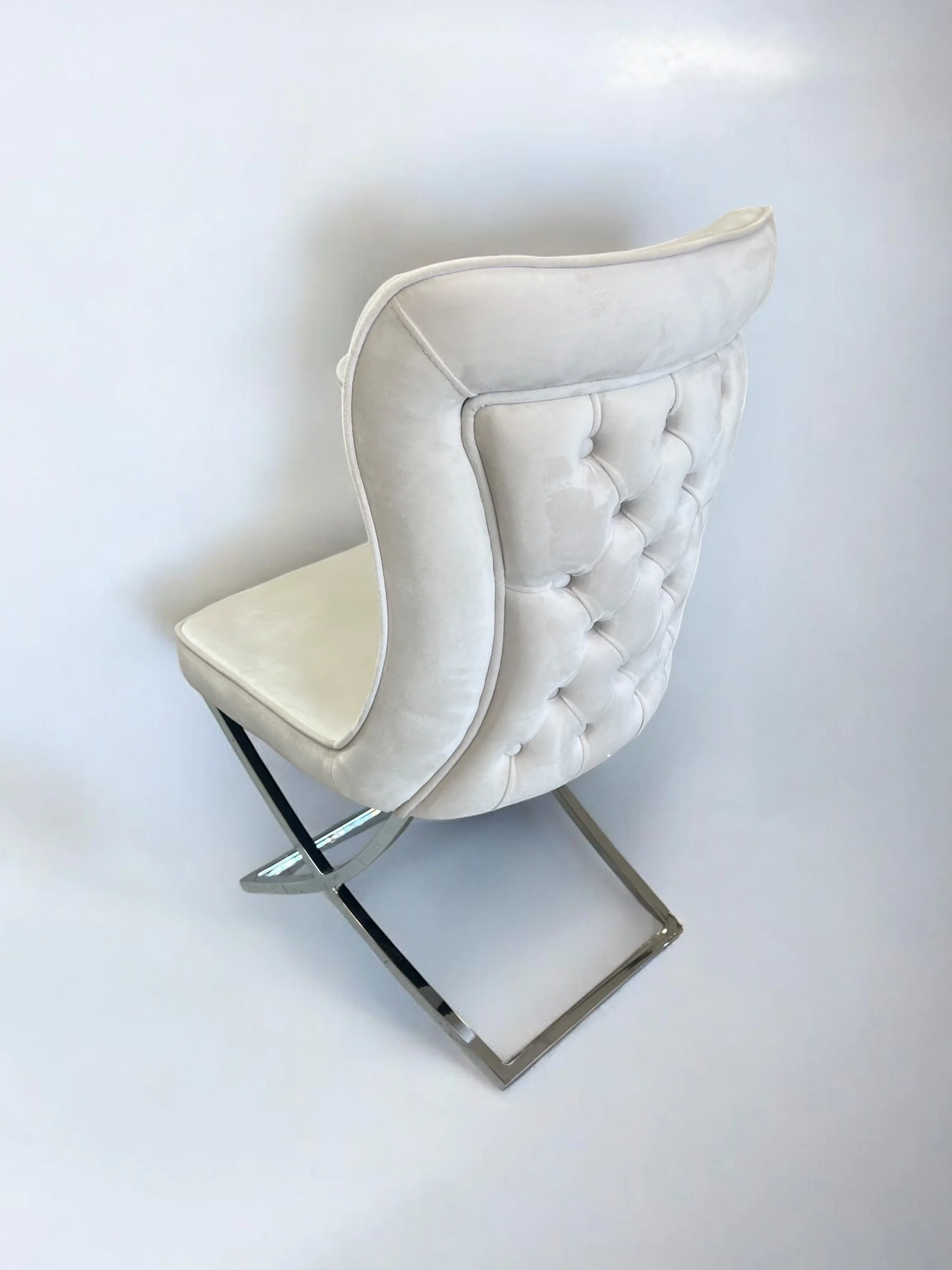 Silla terciopelo para comedor BONGOV01 PA beig , patas metal plateado - Image 4