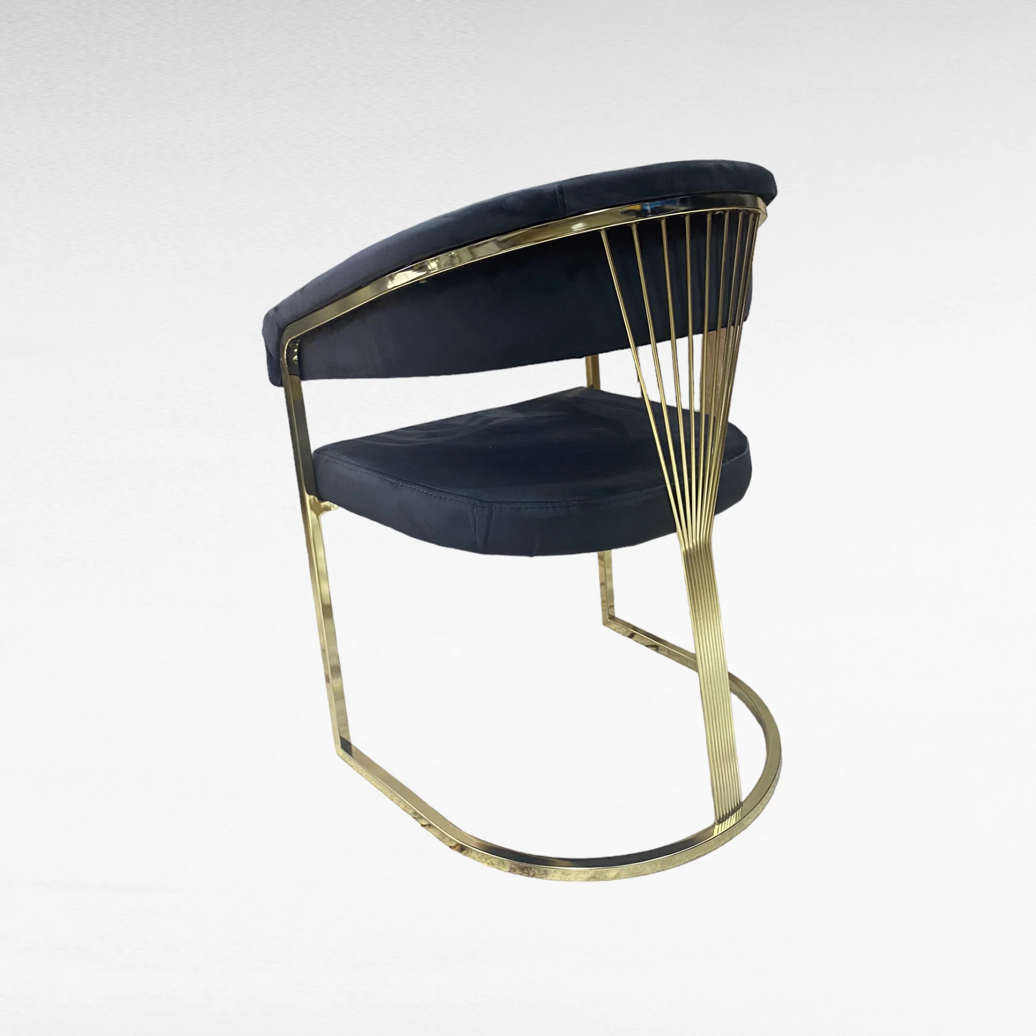 Silla terciopelo BABYFACE37 para comedor gris oscuro, pata acero inoxidable dorado - Image 6