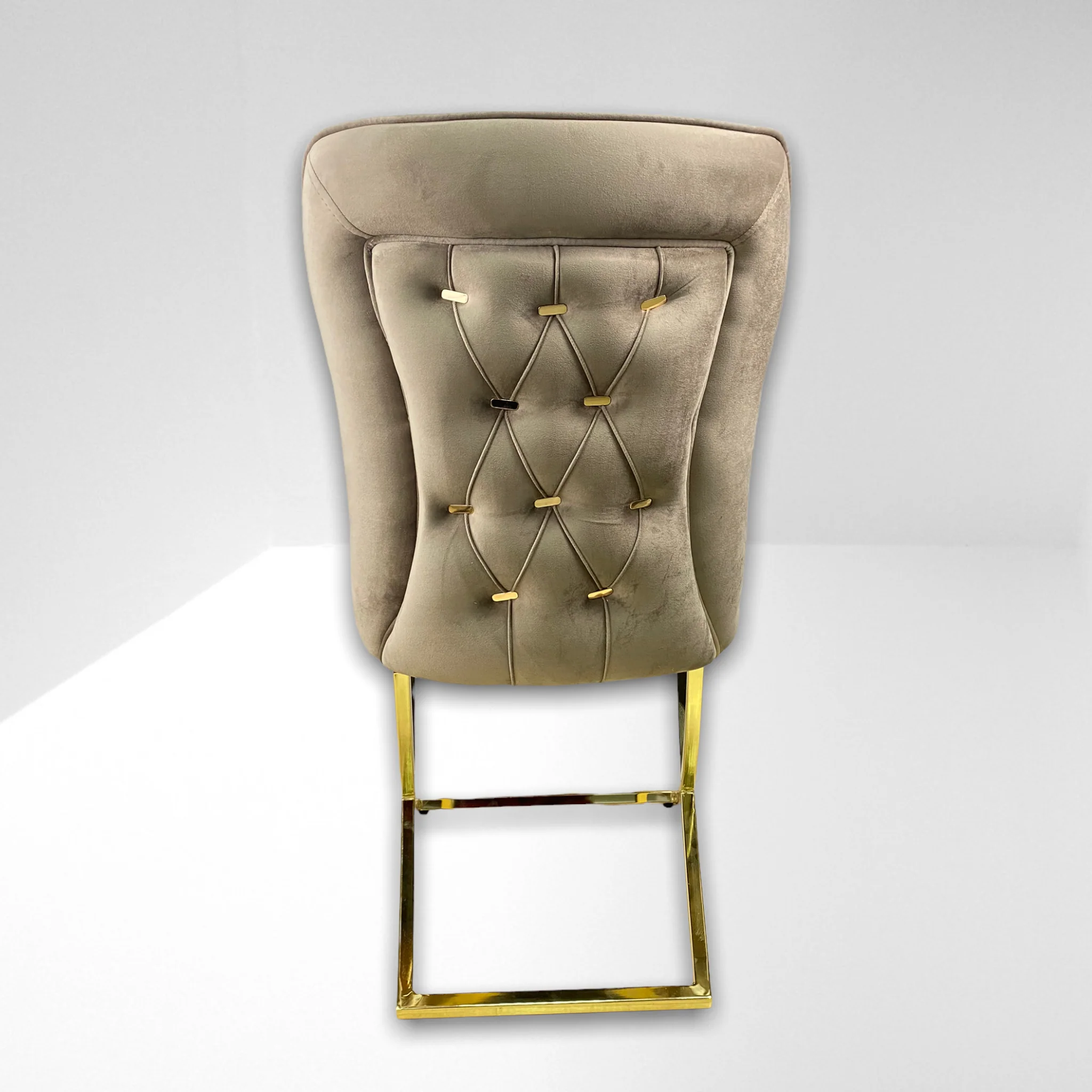Silla terciopelo para comedor CLOWER08 marrón dorado, pata se metal dorado - Image 2
