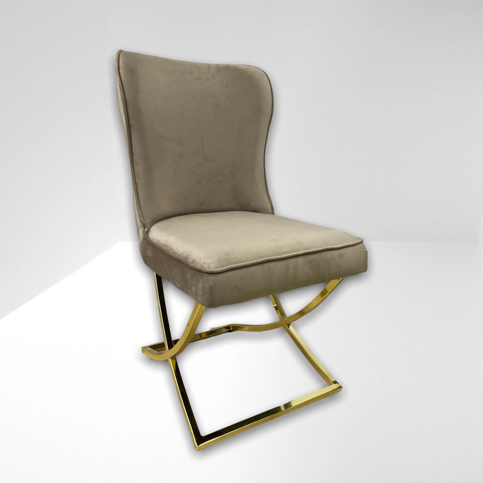 Silla terciopelo para comedor CLOWER08 marrón dorado, pata se metal dorado - Image 4