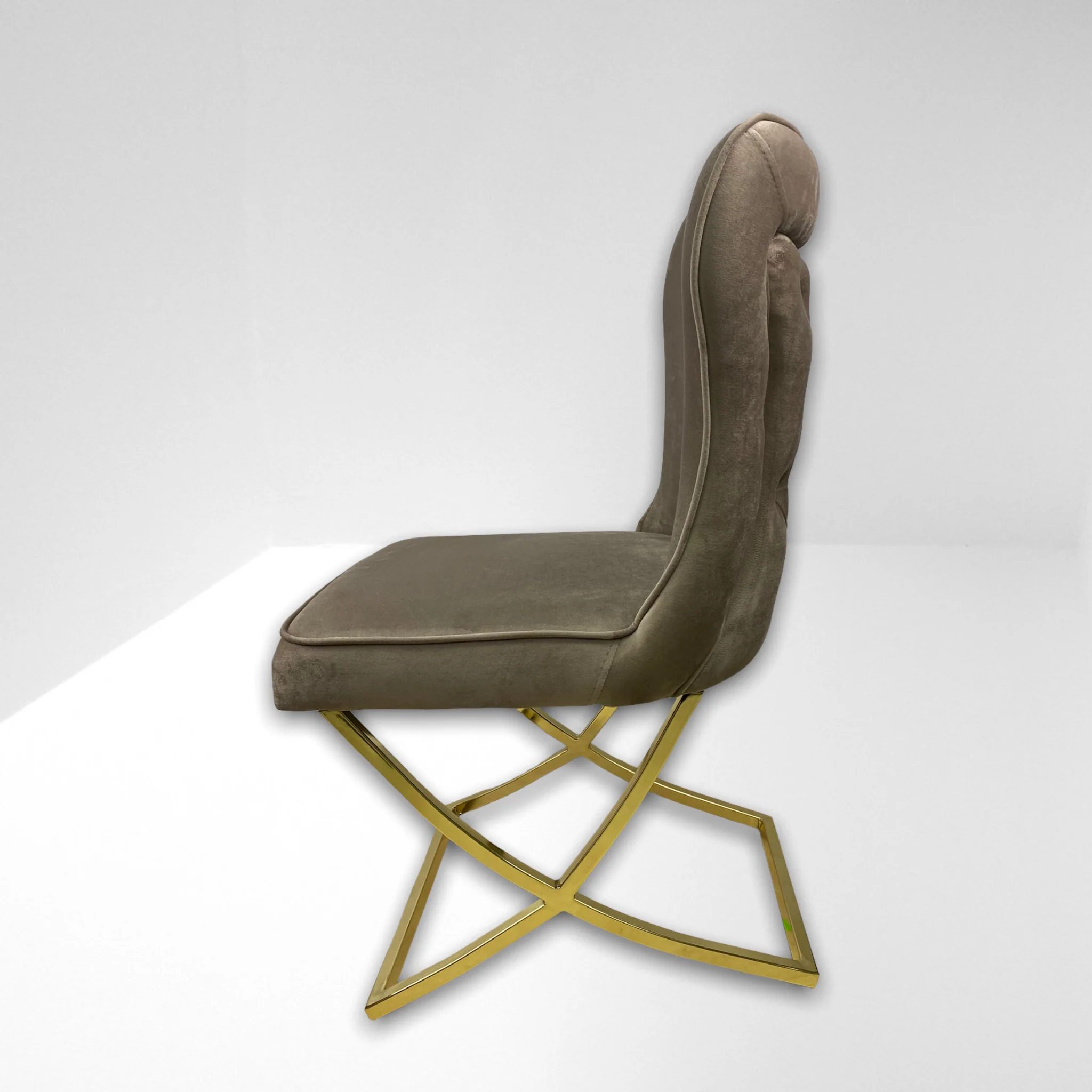 Silla terciopelo para comedor CLOWER08 marrón dorado, pata se metal dorado - Image 7