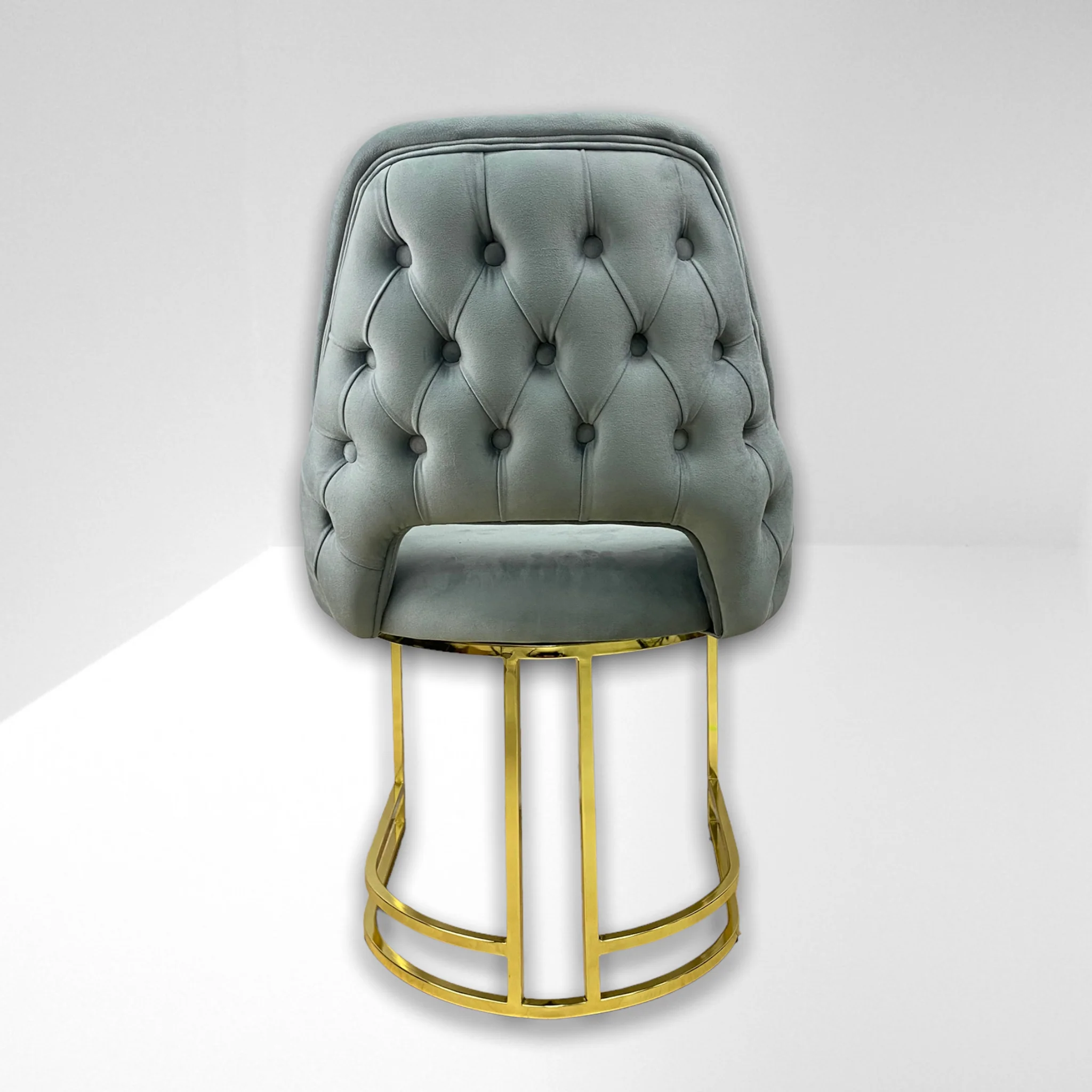 Silla terciopelo para comedor V033 PA gris, patas de metal dorado - Image 2