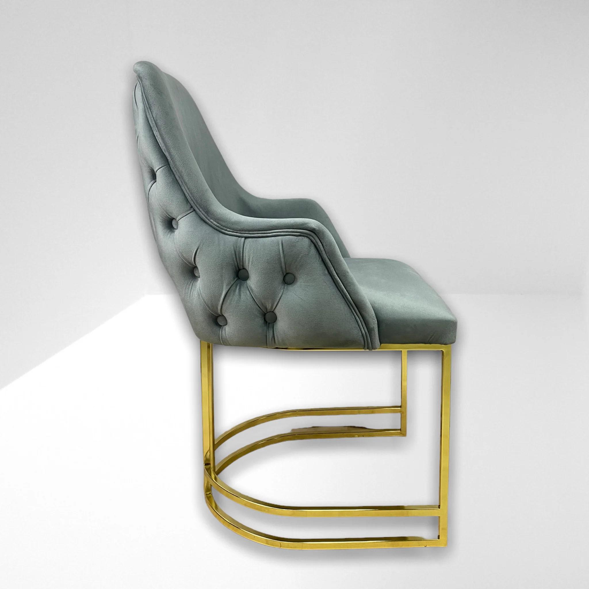 Silla terciopelo para comedor V033 PA gris, patas de metal dorado - Image 5