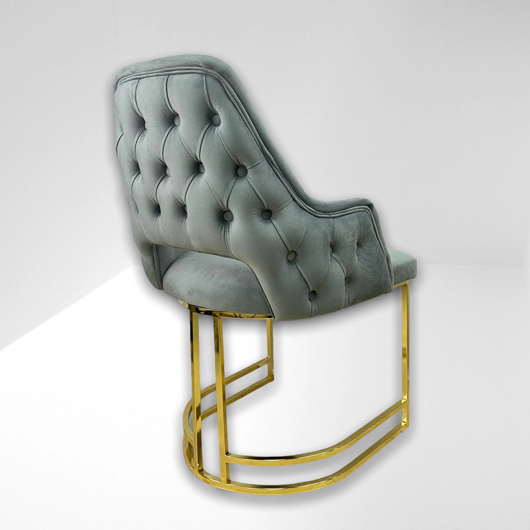 Silla terciopelo para comedor V033 PA gris, patas de metal dorado - Image 6