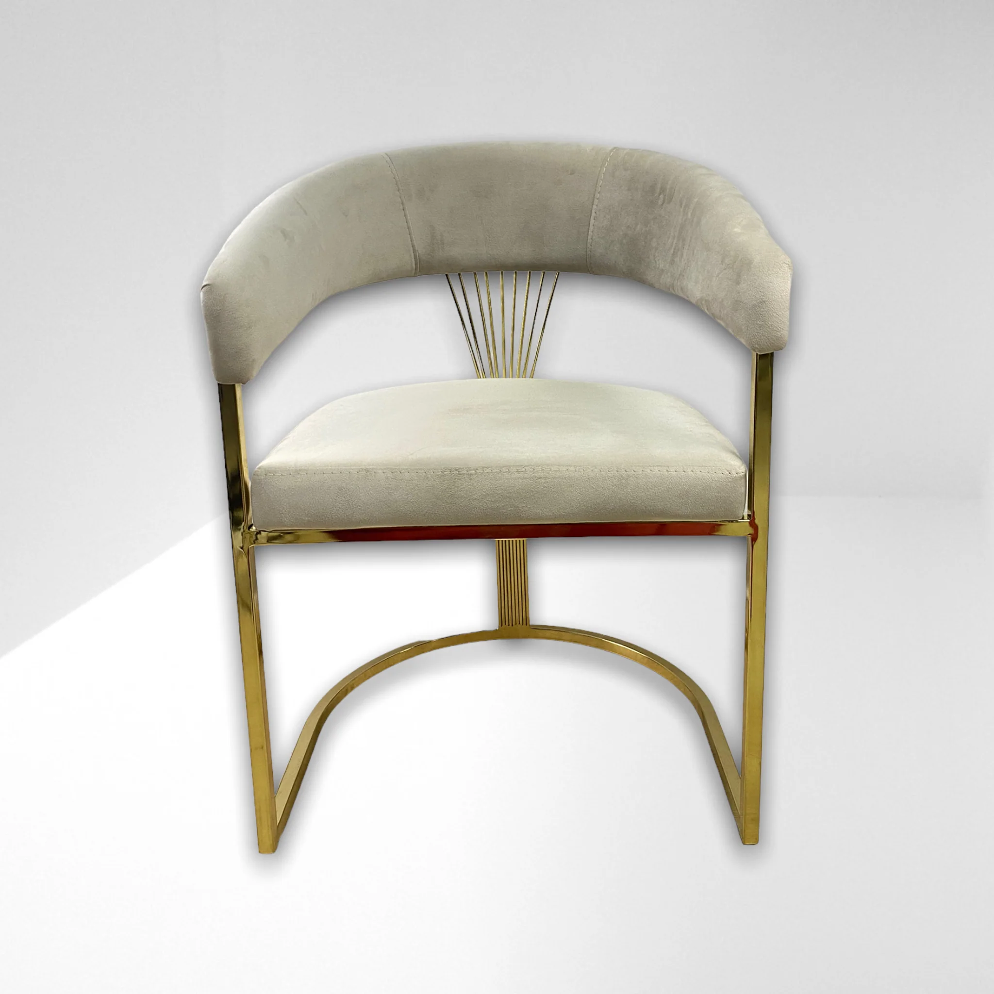 Silla terciopelo para comedor V03 PA gris, pata acero inoxidable dorado - Image 3