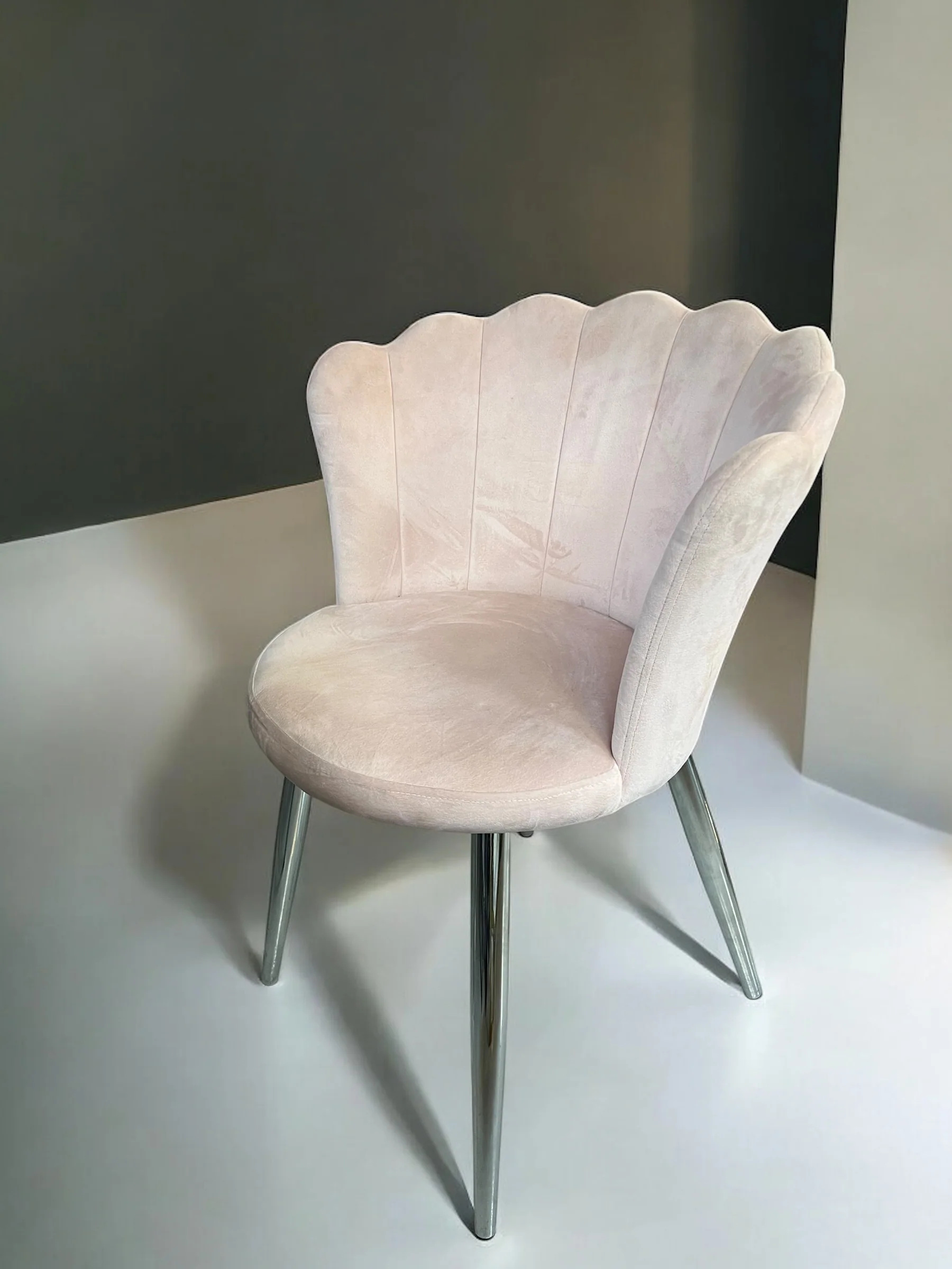 Silla terciopelo TCY185 rosa, pata acero inoxidable plateado - Image 3