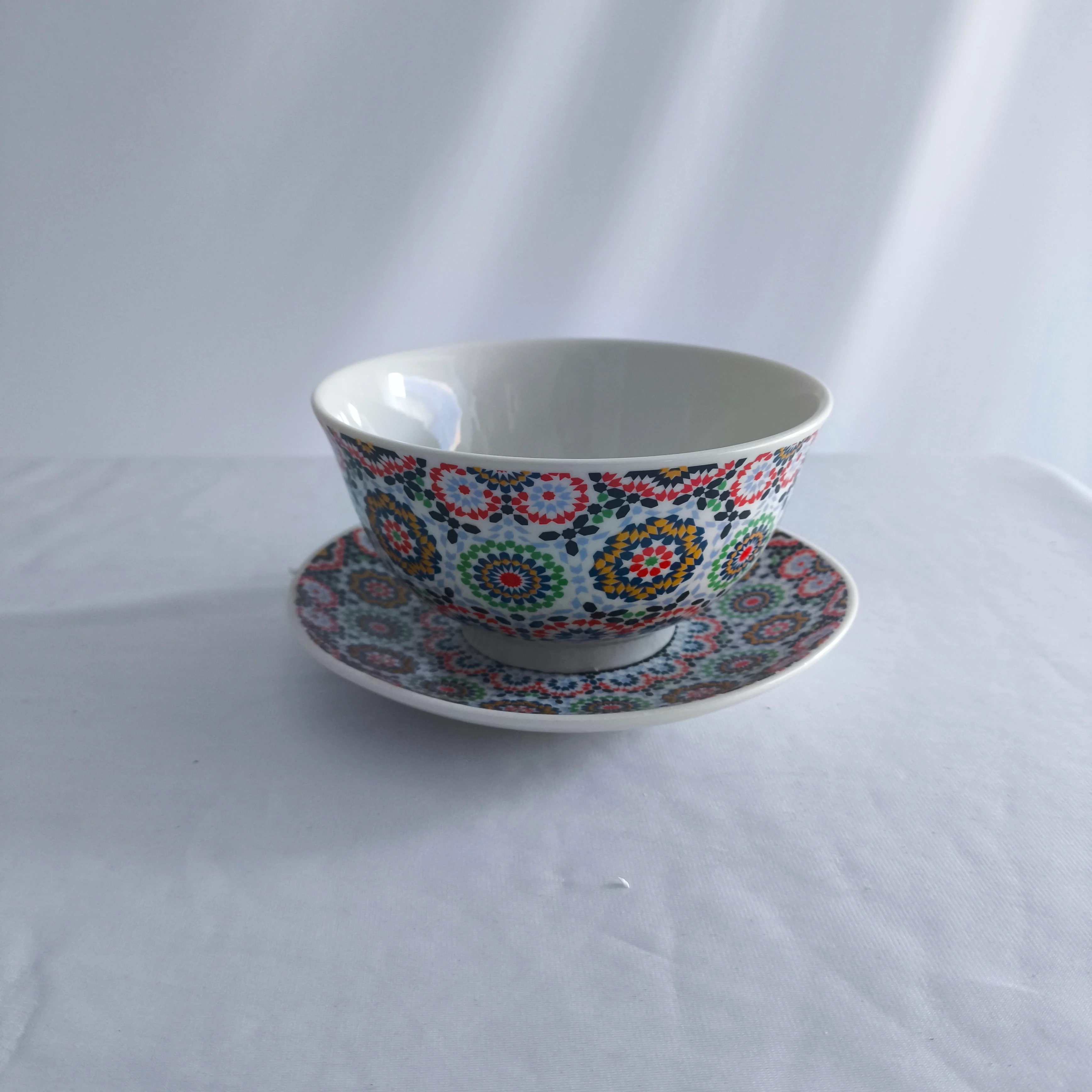 Sopera de Porcelana Decorada con 6 Cuencos y Platos -3L– Diseño Mandala Multicolor - Image 3