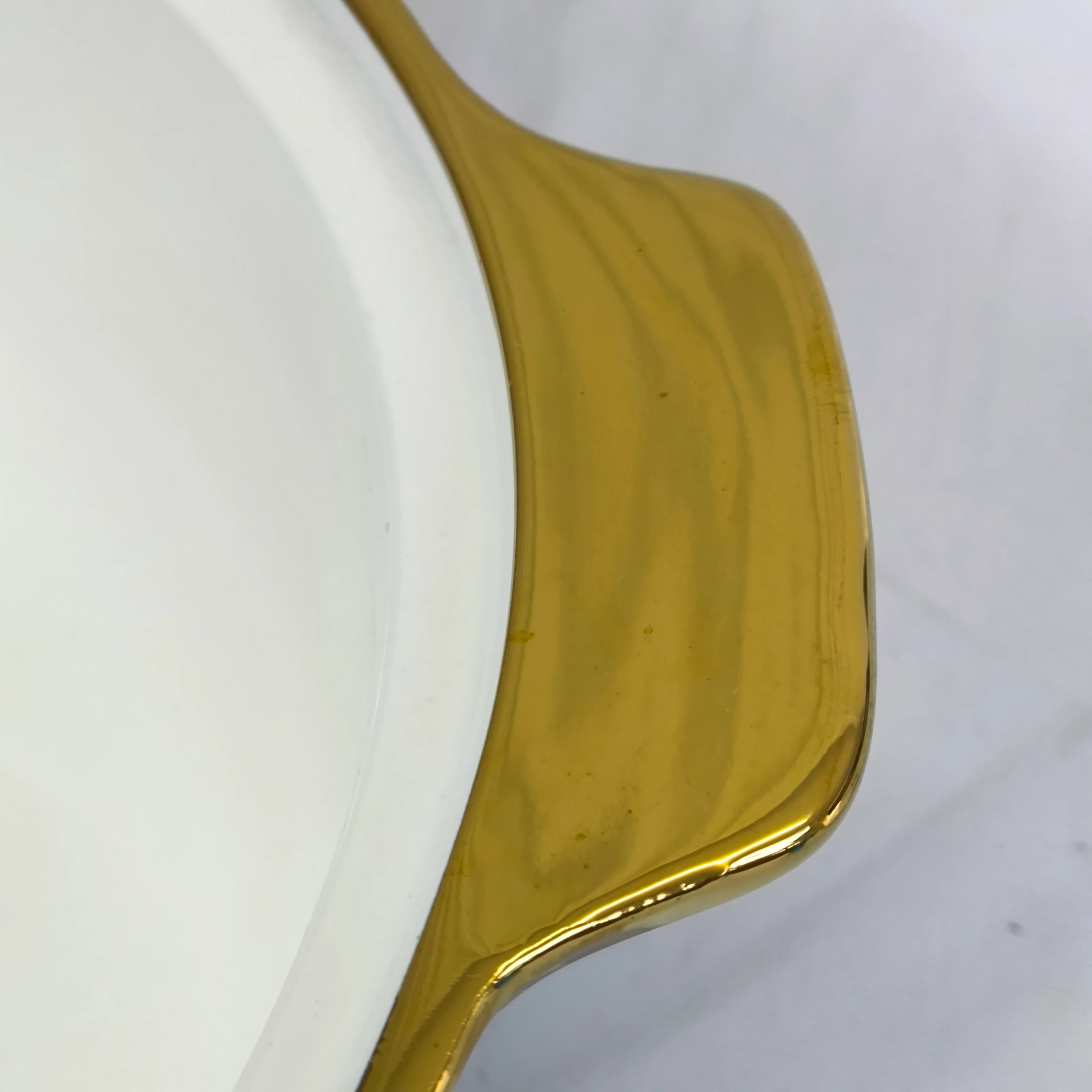 Juego de Sopera con 6 Tazones y Platillos de Porcelana Blanca con Borde Dorado 2,7L - Image 4