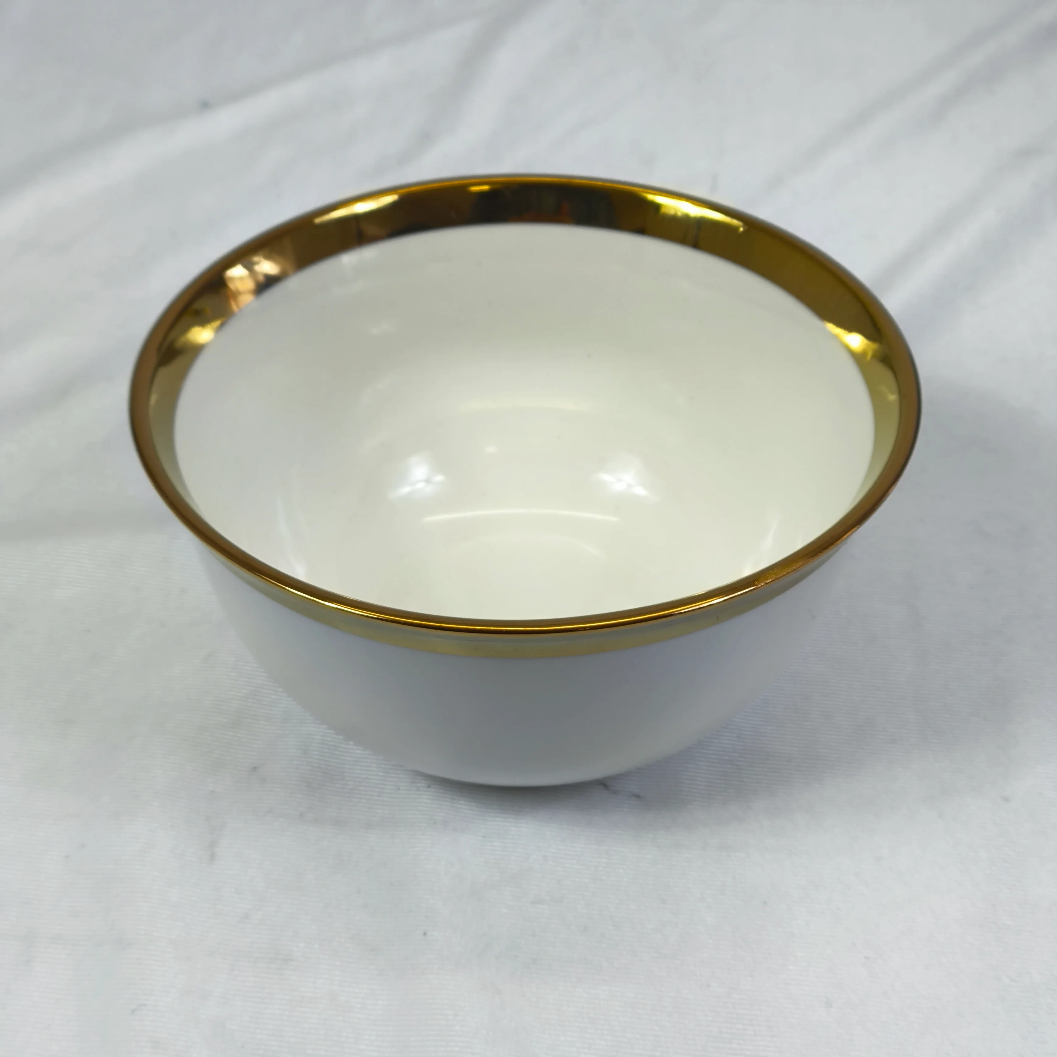 Juego de Sopera con 6 Tazones y Platillos de Porcelana Blanca con Borde Dorado 2,7L - Image 7