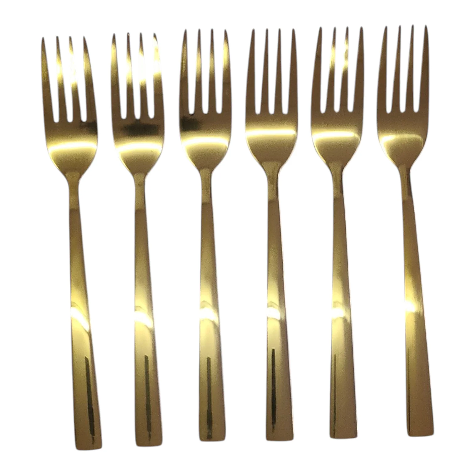 Set de 6 Tenedores Dorados – Acero Inoxidable | Diseño Liso Acabado Espejo - Image 3