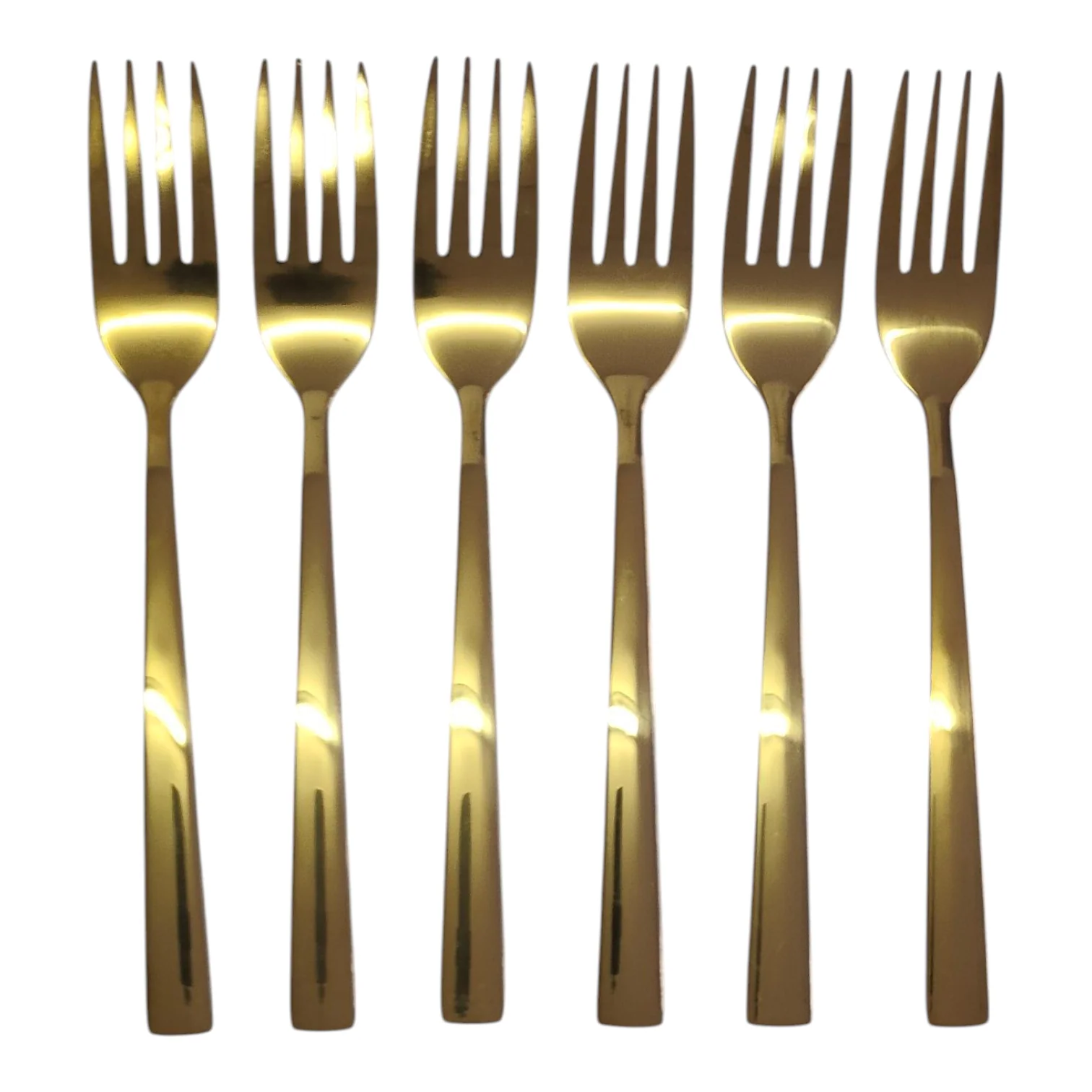 Set de 6 Tenedores Dorados – Acero Inoxidable | Diseño Liso Acabado Espejo - Image 4