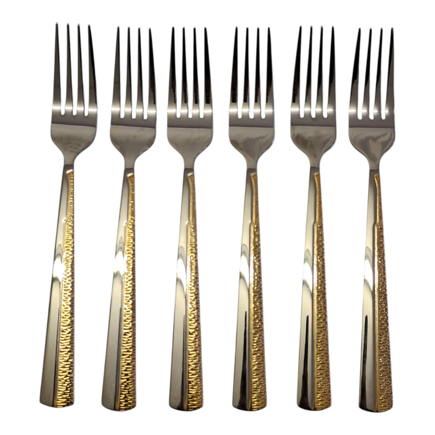 Set de 6 Tenedores de Mesa – Acero Inoxidable con Detalle Dorado | Colección Premium - Image 2