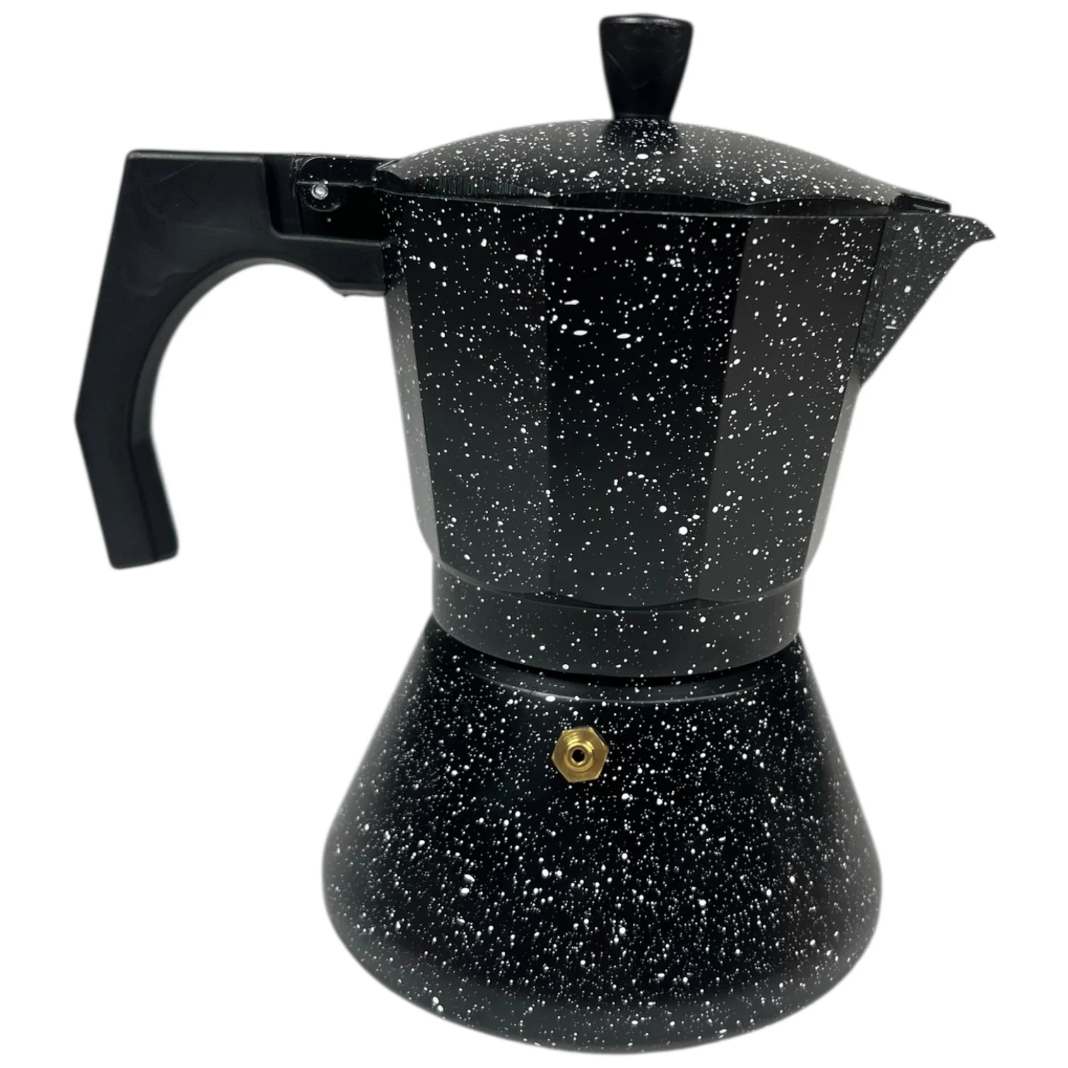 Cafetera Italiana de Aluminio Negra Moteada – Estilo Vintage ☕✨ - Image 2