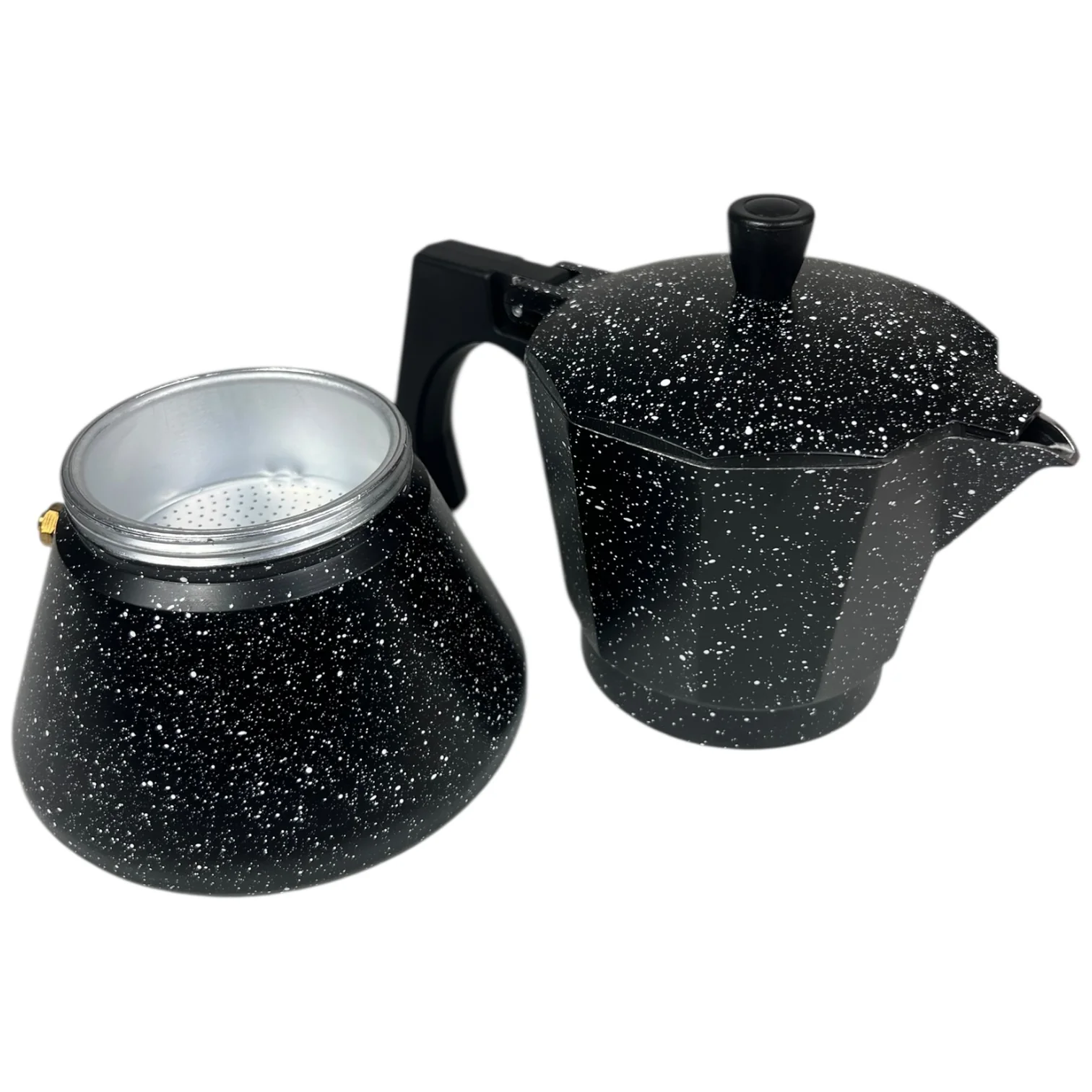 Cafetera Italiana de Aluminio Negra Moteada – Estilo Vintage ☕✨ - Image 4