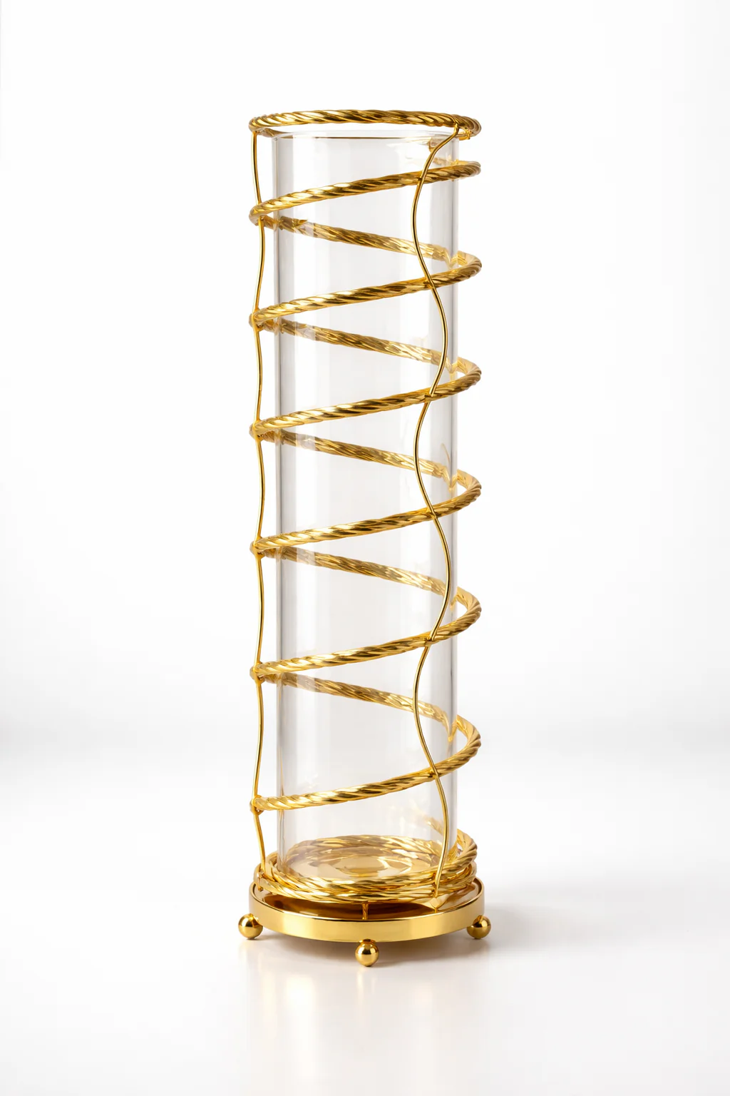 💫Torre decorativa de cristal con estructura en espiral de metal dorado — elegancia y originalidad para cualquier ambiente 💫 82cm