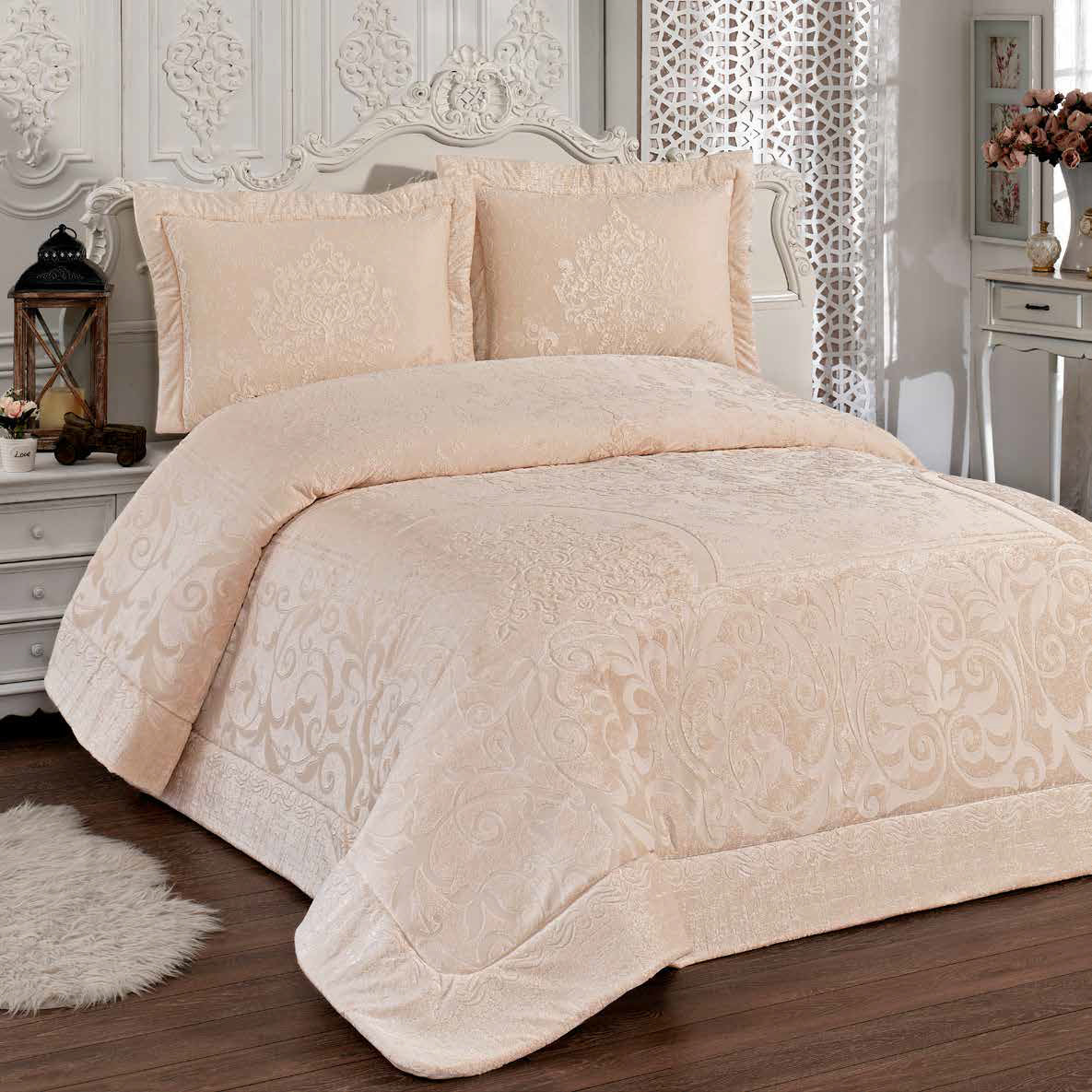 Valeria Cubrecama y Colcha – Elegancia y Confort, Juego de 4 Piezas (270x270 cm) - Color BEIGE - Image 2