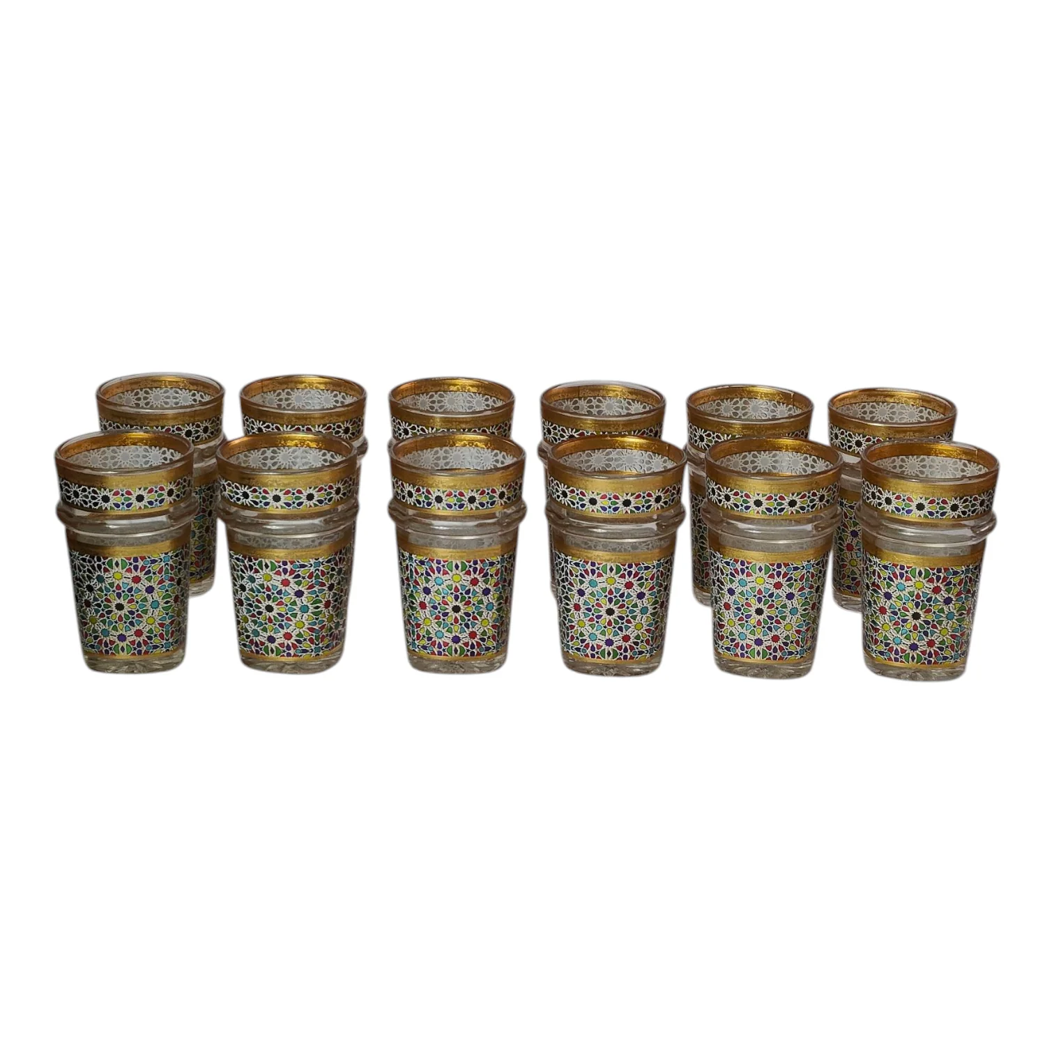 Vasos de Té Marroquí de Cristal Decorado | Borde Dorado - Image 3