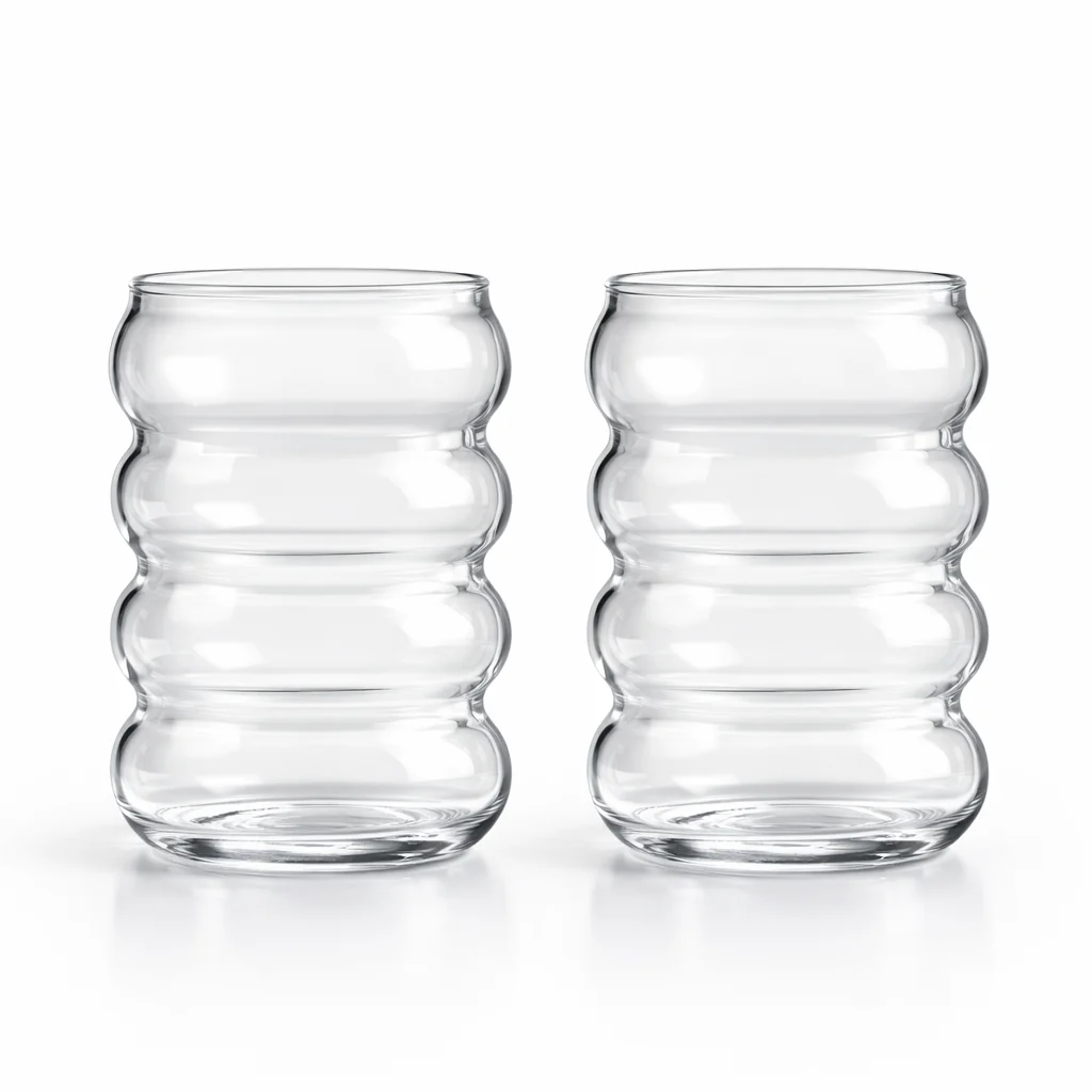 Set de Vasos de Vidrio Ondulado Moderno – Diseño Elegante y Minimalista para Bebidas - Image 2