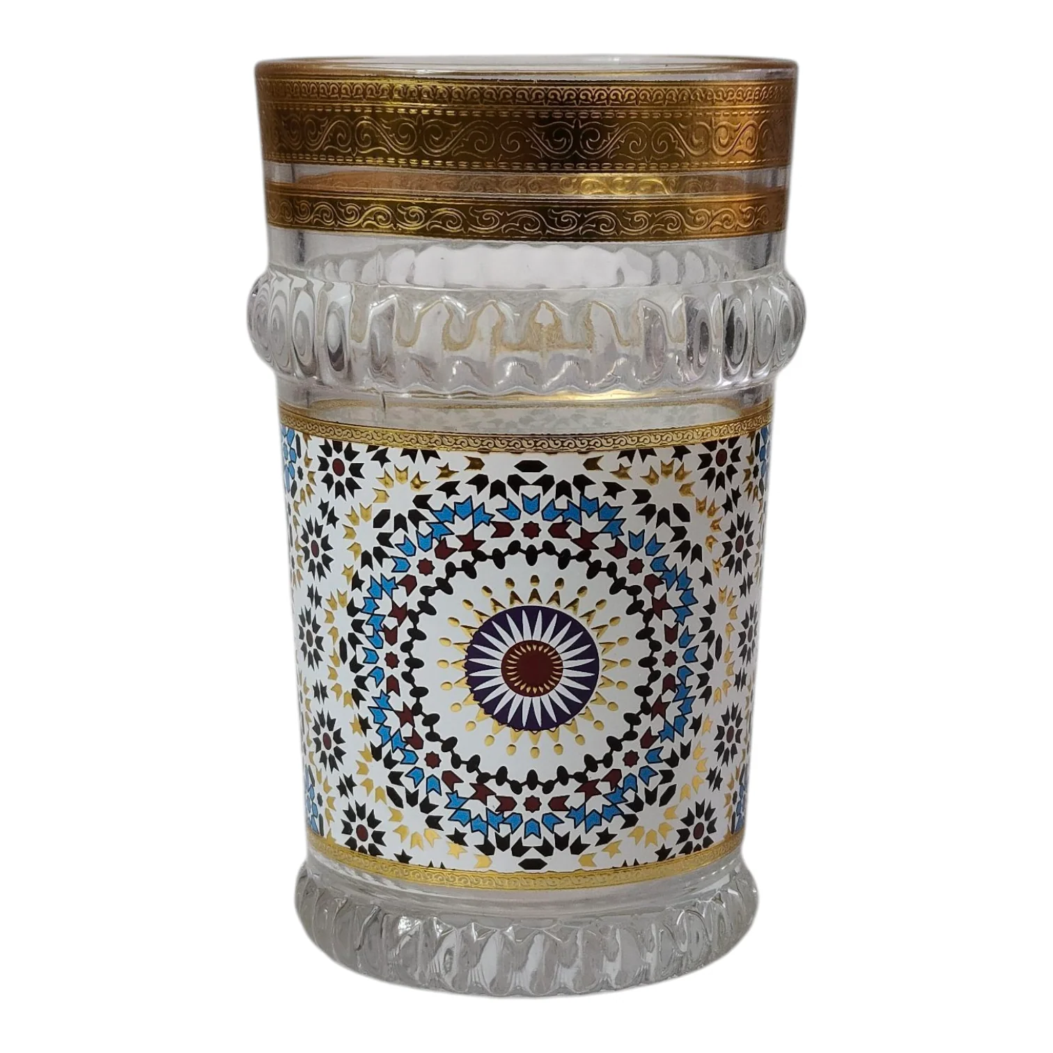 Vasos de Té Marroquí de Cristal Decorado (Azul/Dorado) | Borde Dorado - Image 4