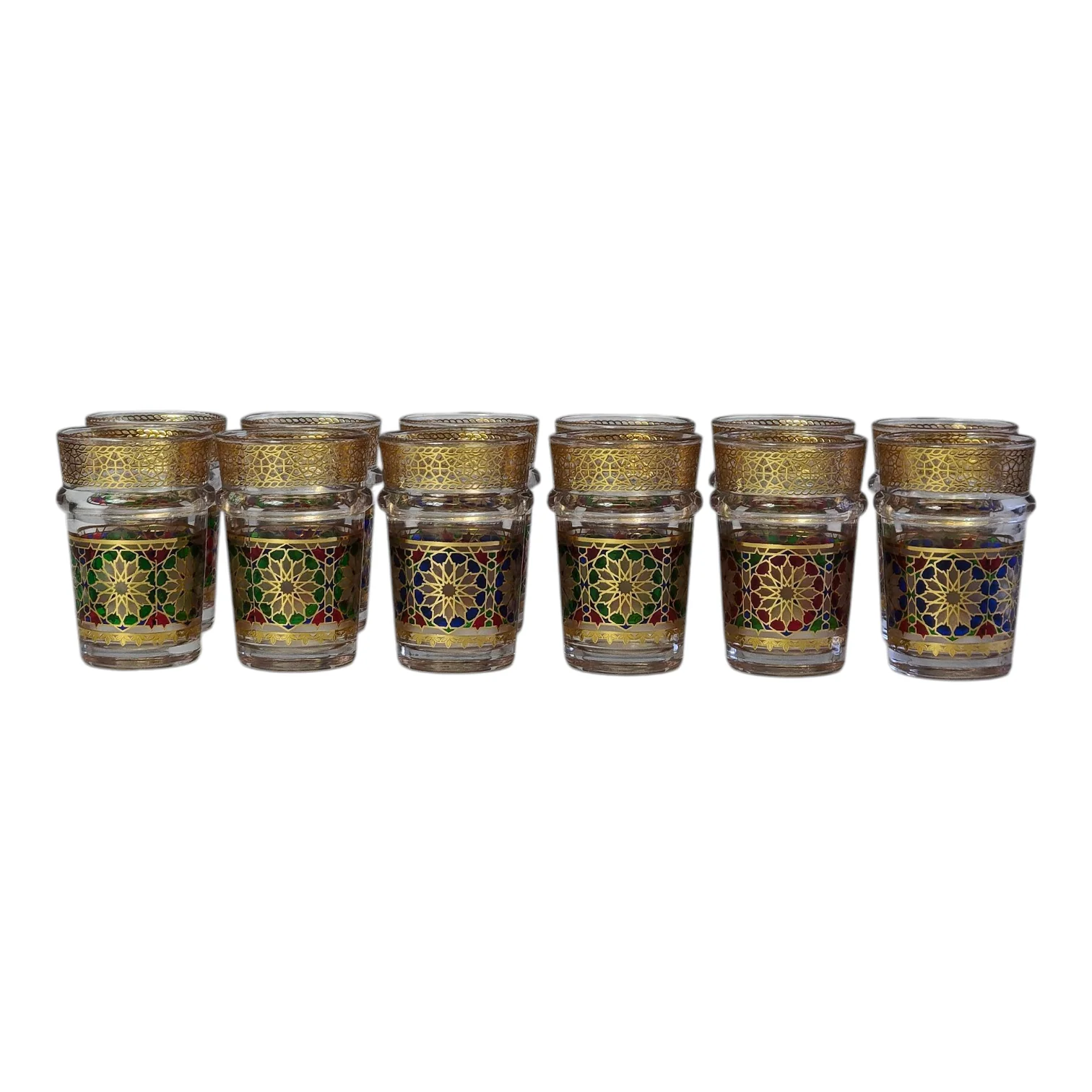 Pack x12 – Vasos de Té Marroquí | Cristal Decorado con Filigrana Dorada estilo Zellige - Image 2