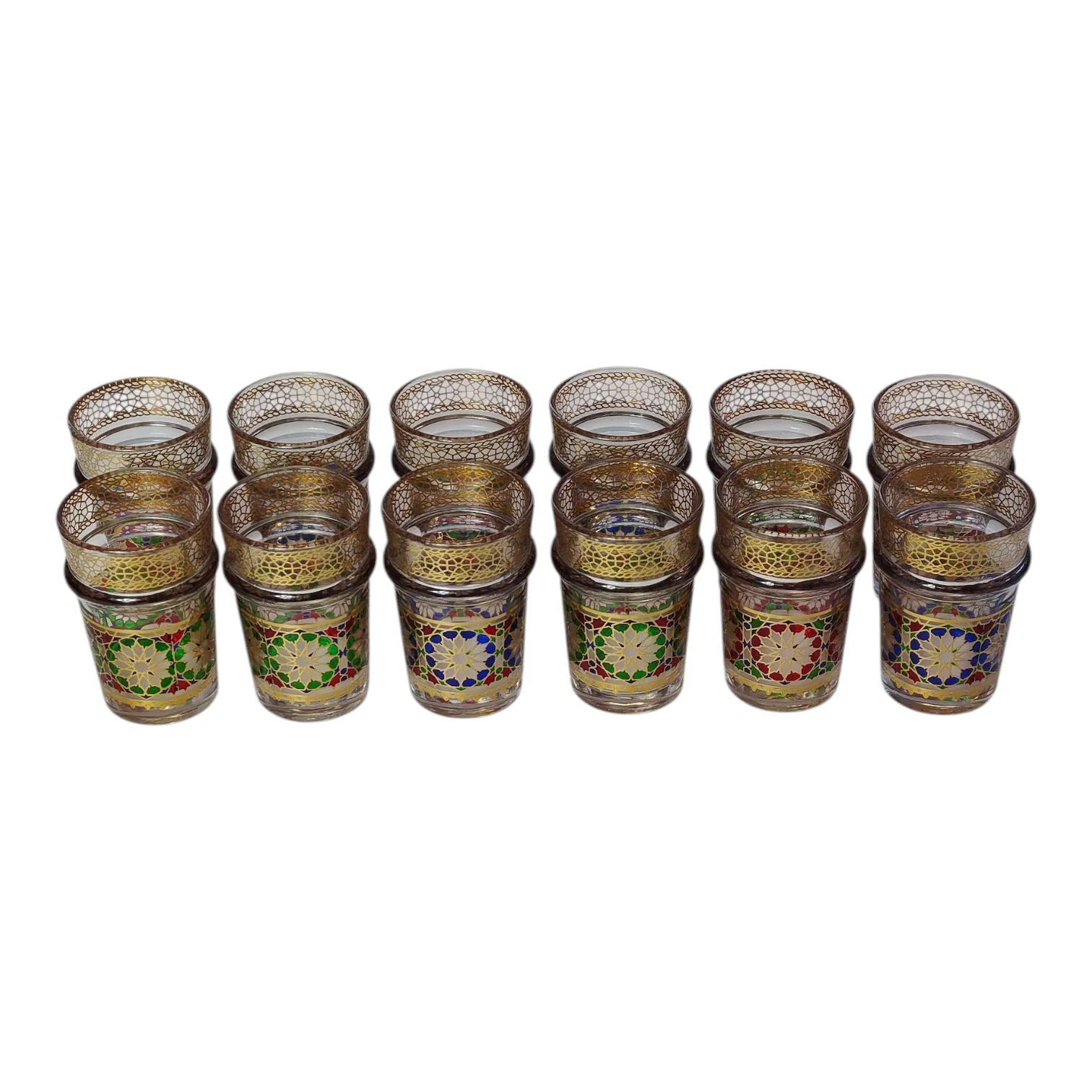 Pack x12 – Vasos de Té Marroquí | Cristal Decorado con Filigrana Dorada estilo Zellige - Image 3