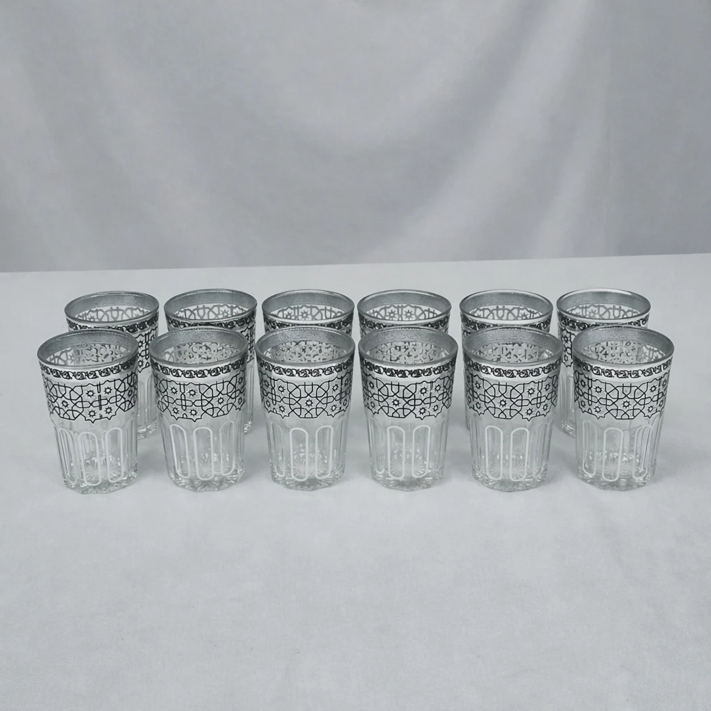 Set de 12 Vasos de Vidrio Estilo Marroquí con Diseño Geométrico – 250 ml - Image 3