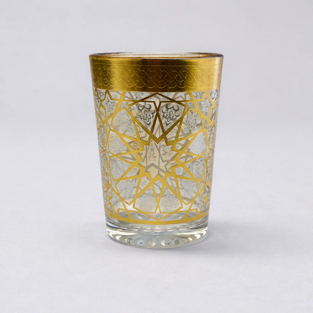 Set de 12 Vasos Marroquíes de Cristal con Detalles Dorados - Image 3