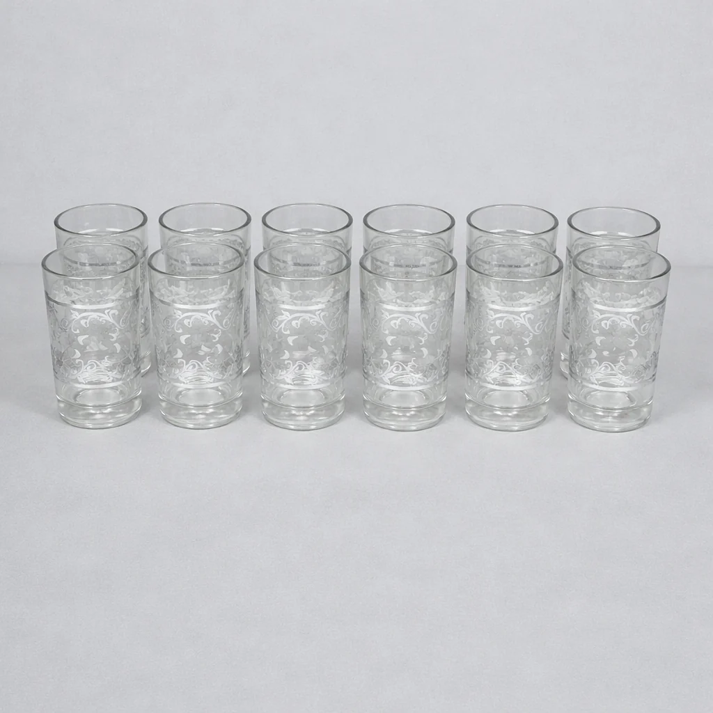 Set de 12 Vasos de Vidrio con Diseño Decorativo – 180 ml - Image 2