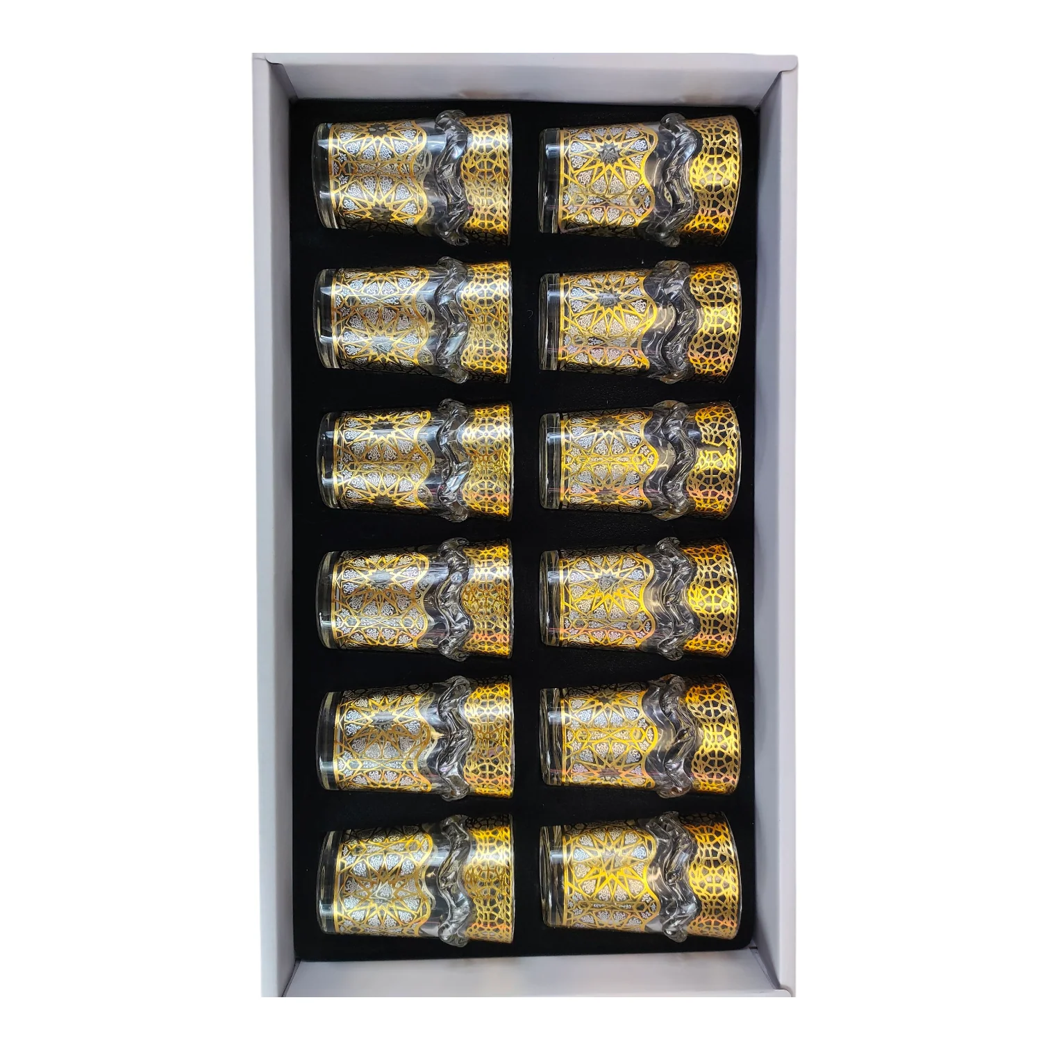Vaso de Cristal Decorado para Té Árabe - Estilo Blanco y Dorado Elegante - Image 5