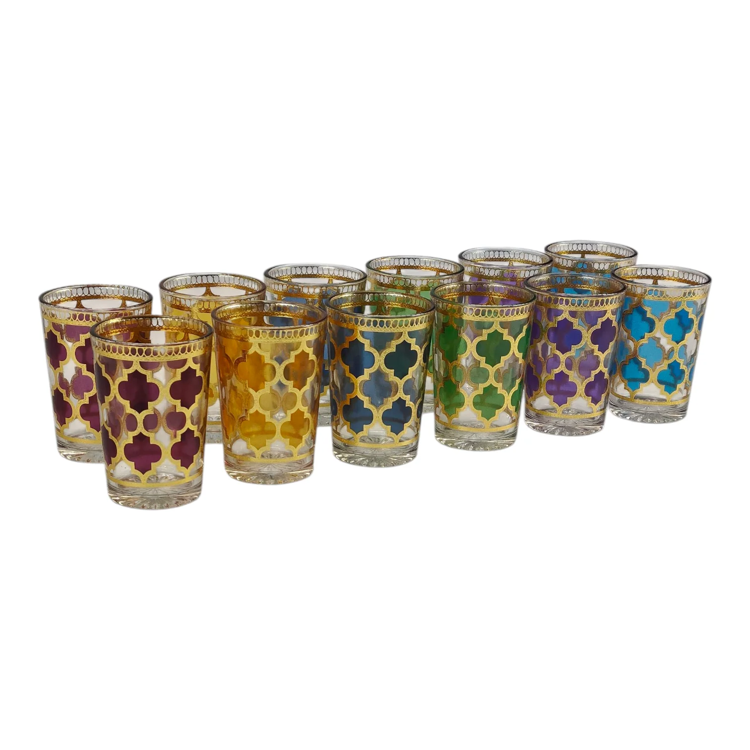 Vaso de Cristal Decorado para Té Árabe - Estilo Turquesa Dorado - Image 2