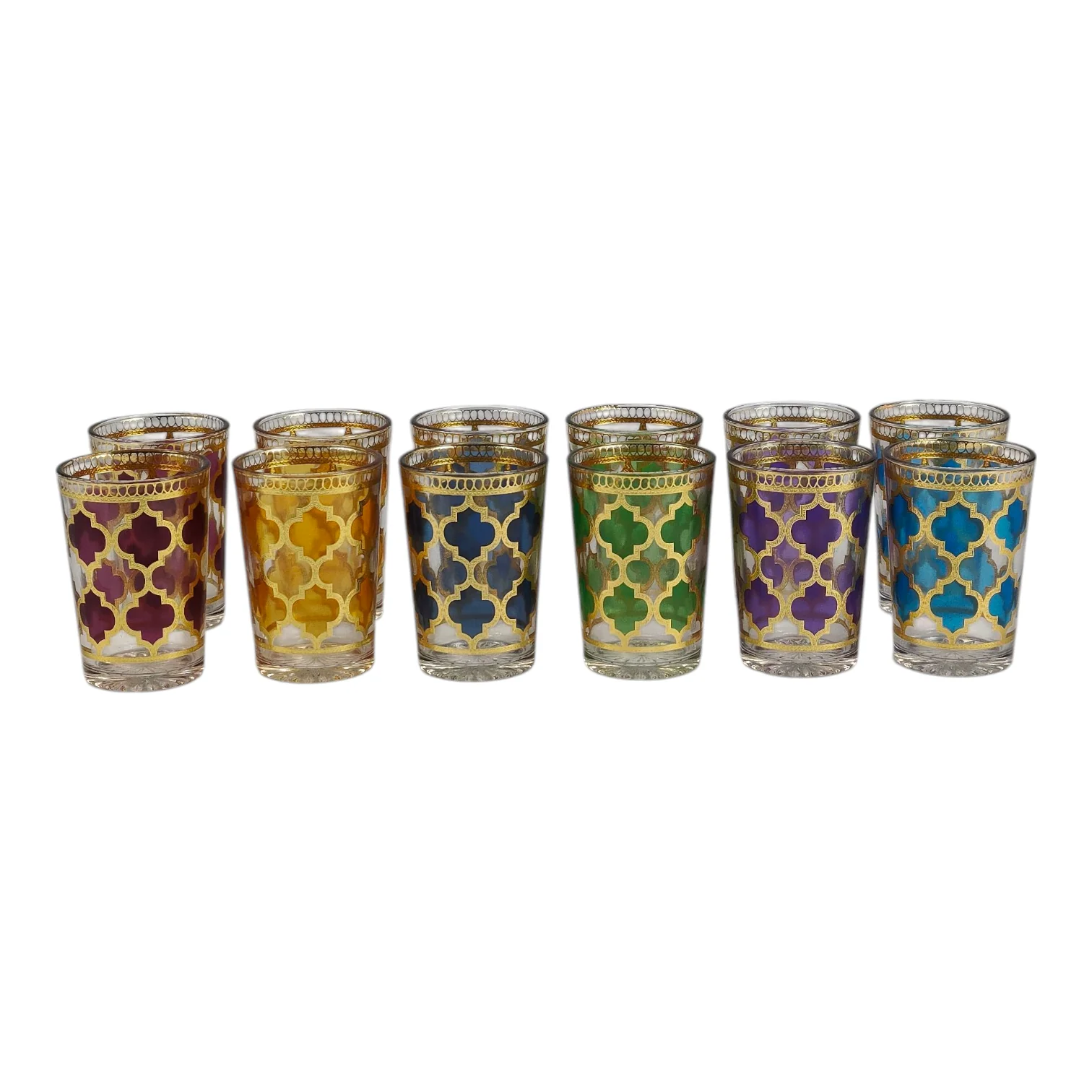 Vaso de Cristal Decorado para Té Árabe - Estilo Turquesa Dorado - Image 3